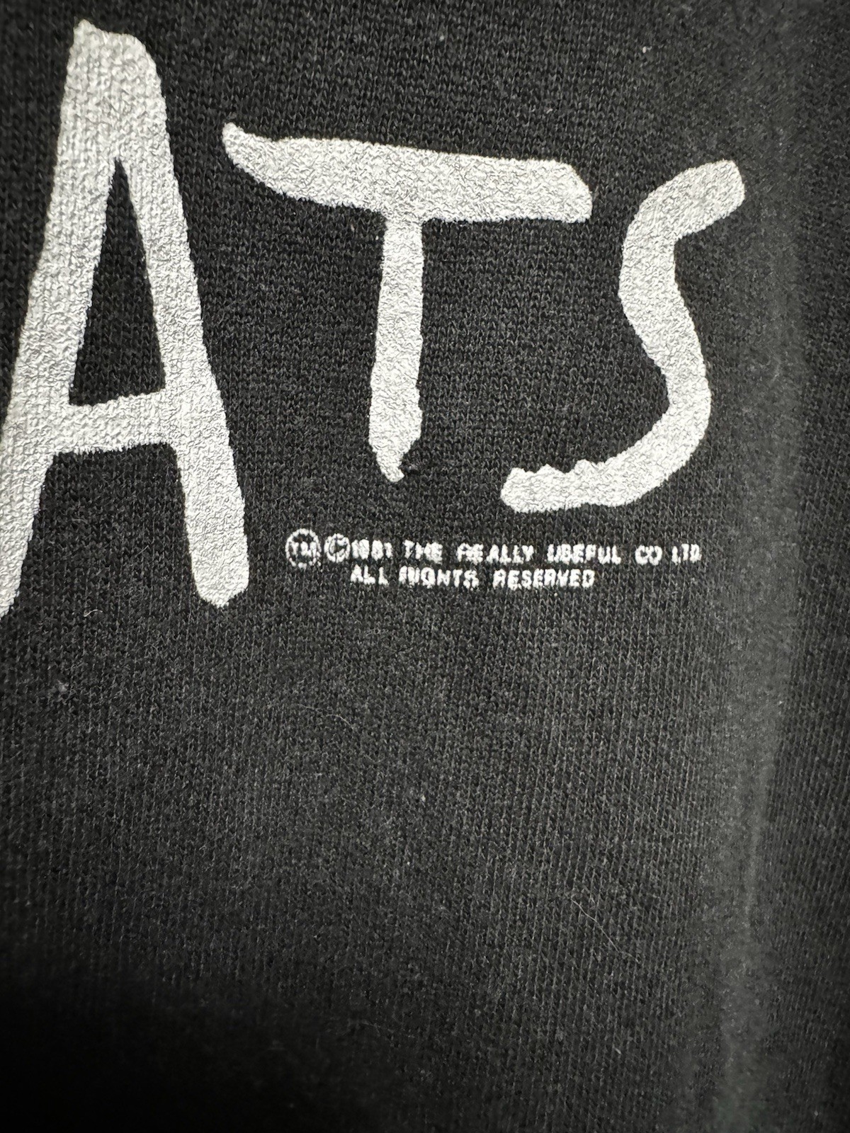 CATS Musical Broadway Show 1981 Crewneck Sweater Sz XL Black Vintage