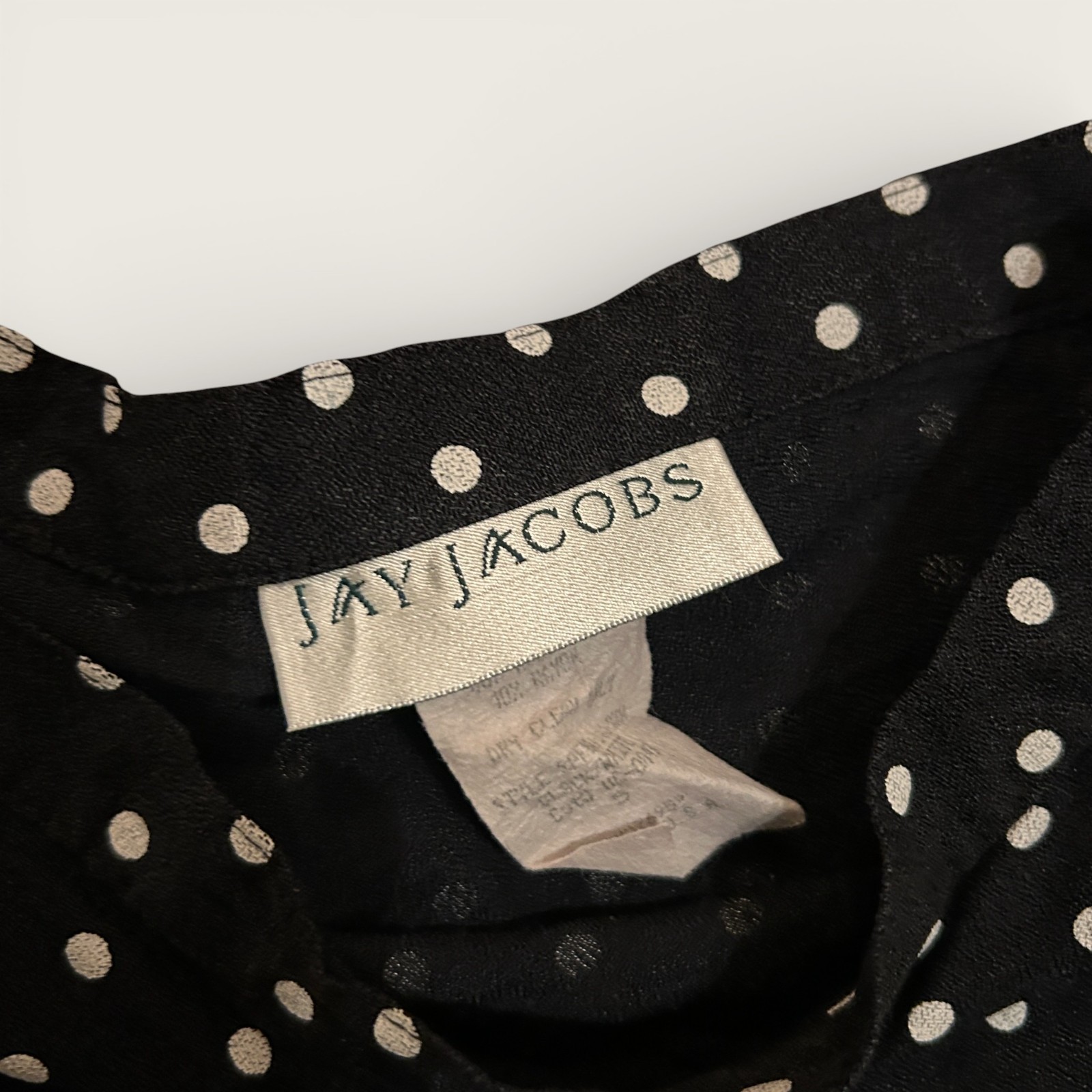 Vintage 90s Jay Jacobs Black Polka Dot Skirt Vintage A Line Mini Size 5 Small
