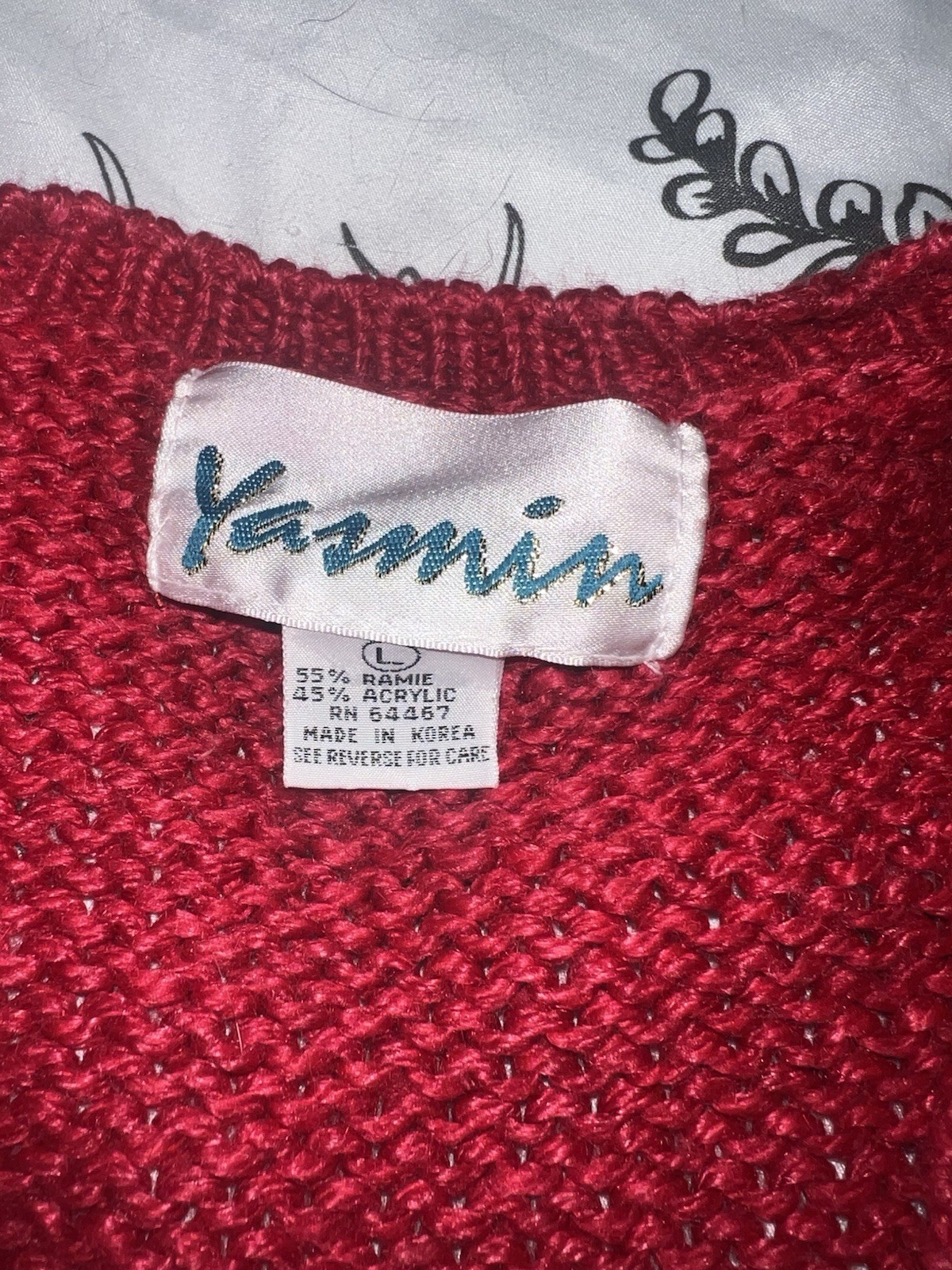 Vintage 80s Yasmin Fringe Ramie Cardigan Red Cable Knit Southwestern L