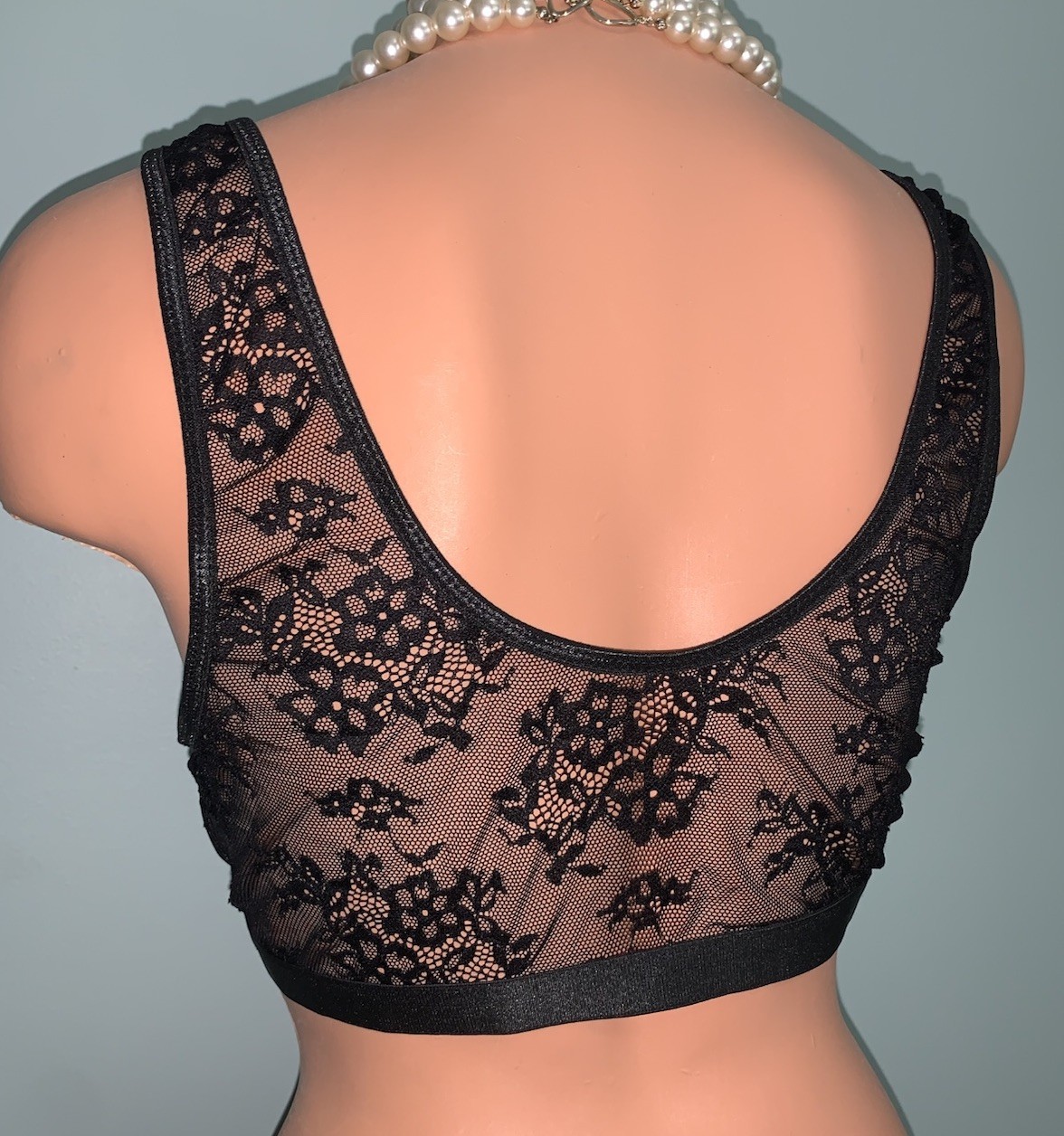 NEW SEE Thru Sheer 38 40 Bra / Bralette Soft NO WIRES XL Unique Design