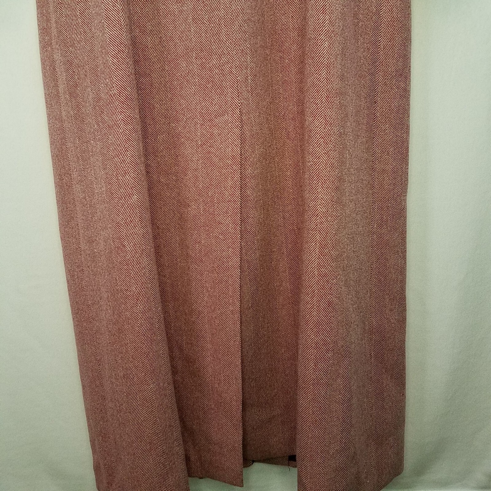 Vintage 1980s Red Chevron Pattern Floor Length Wool/Camel Hair Button Up Coat 12