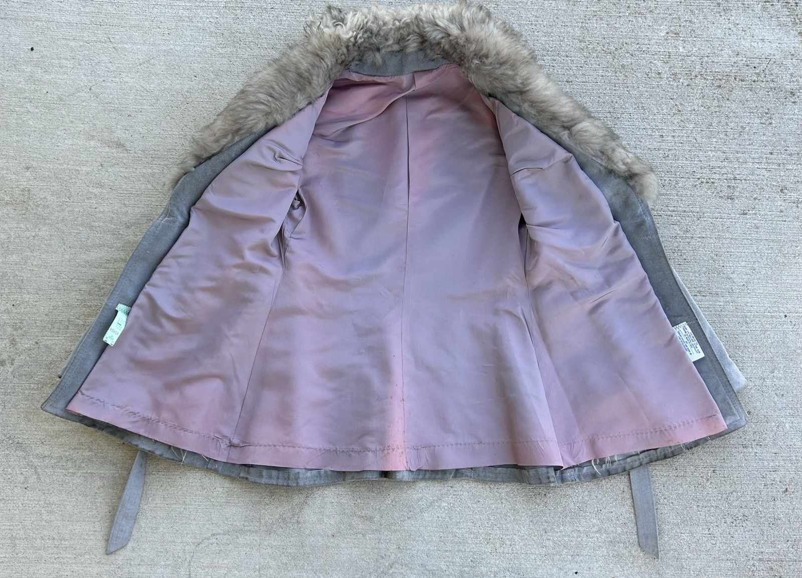 Vintage 1970s Gray Suede And Leather With Faux Fur Jacket Coat