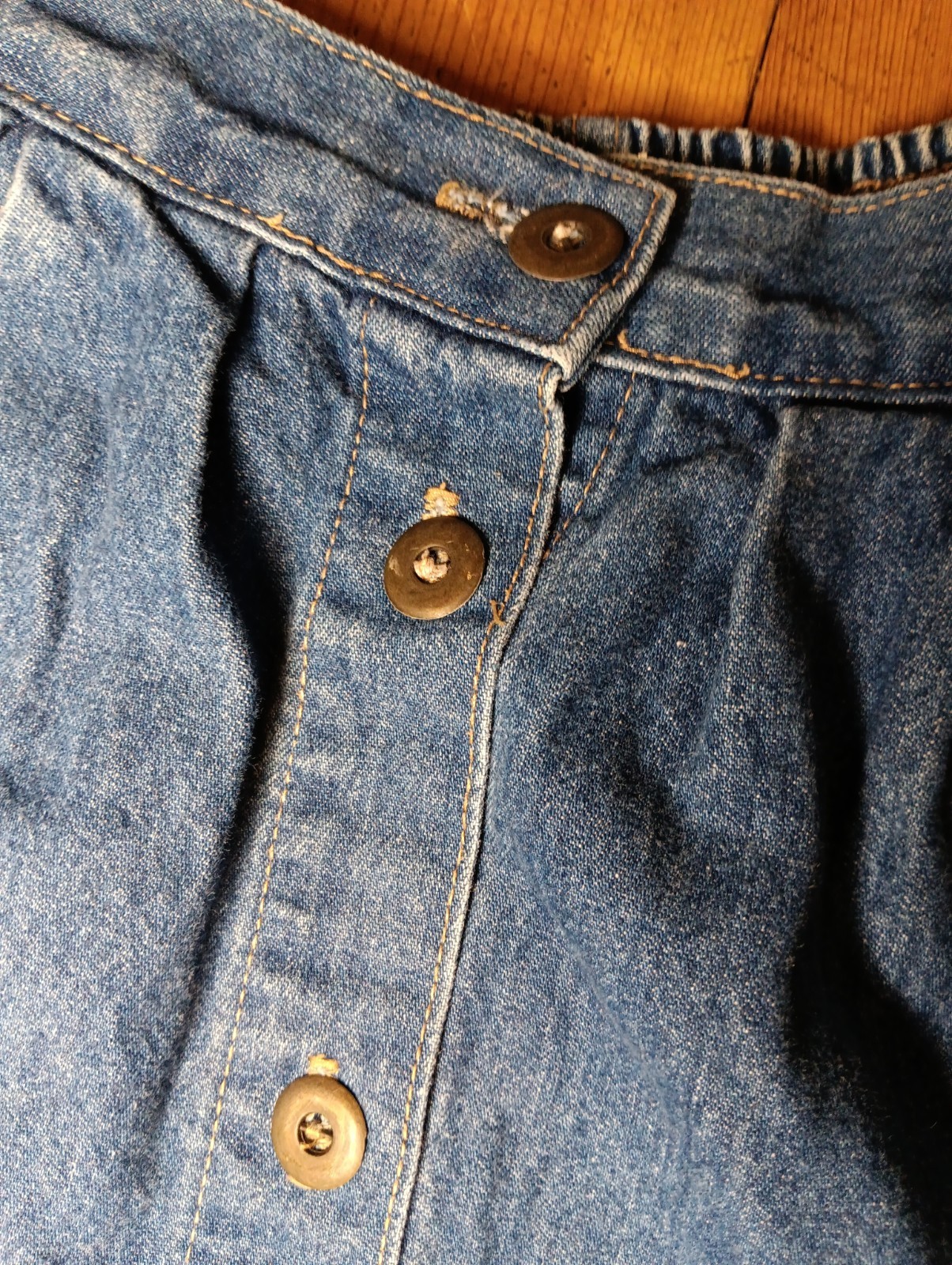 Vtg Classic Elements Midi Jean Skirt Women 12 Fits 6-8 Denim A Line Cottagecore