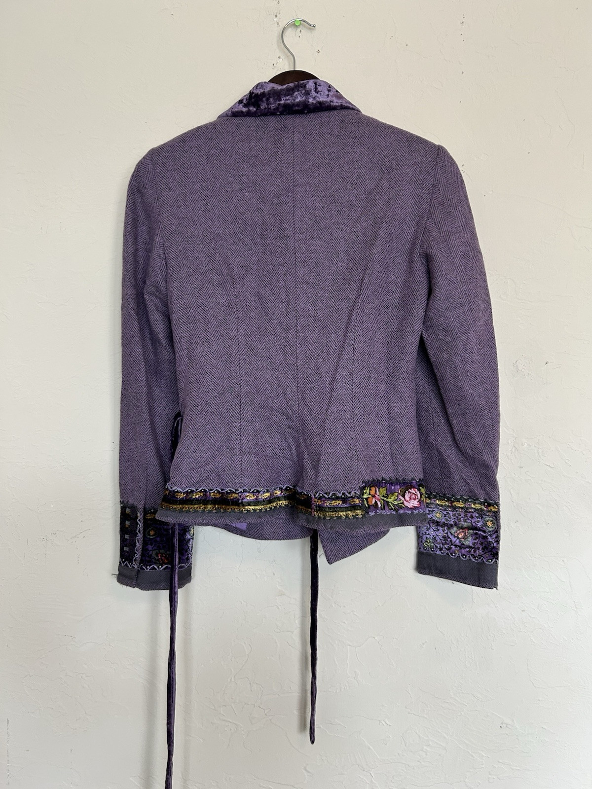 Vintage Y2K Renato Nucci Wool Silk Purple Fairy Velvet Floral Skirt Set 40 NWT M