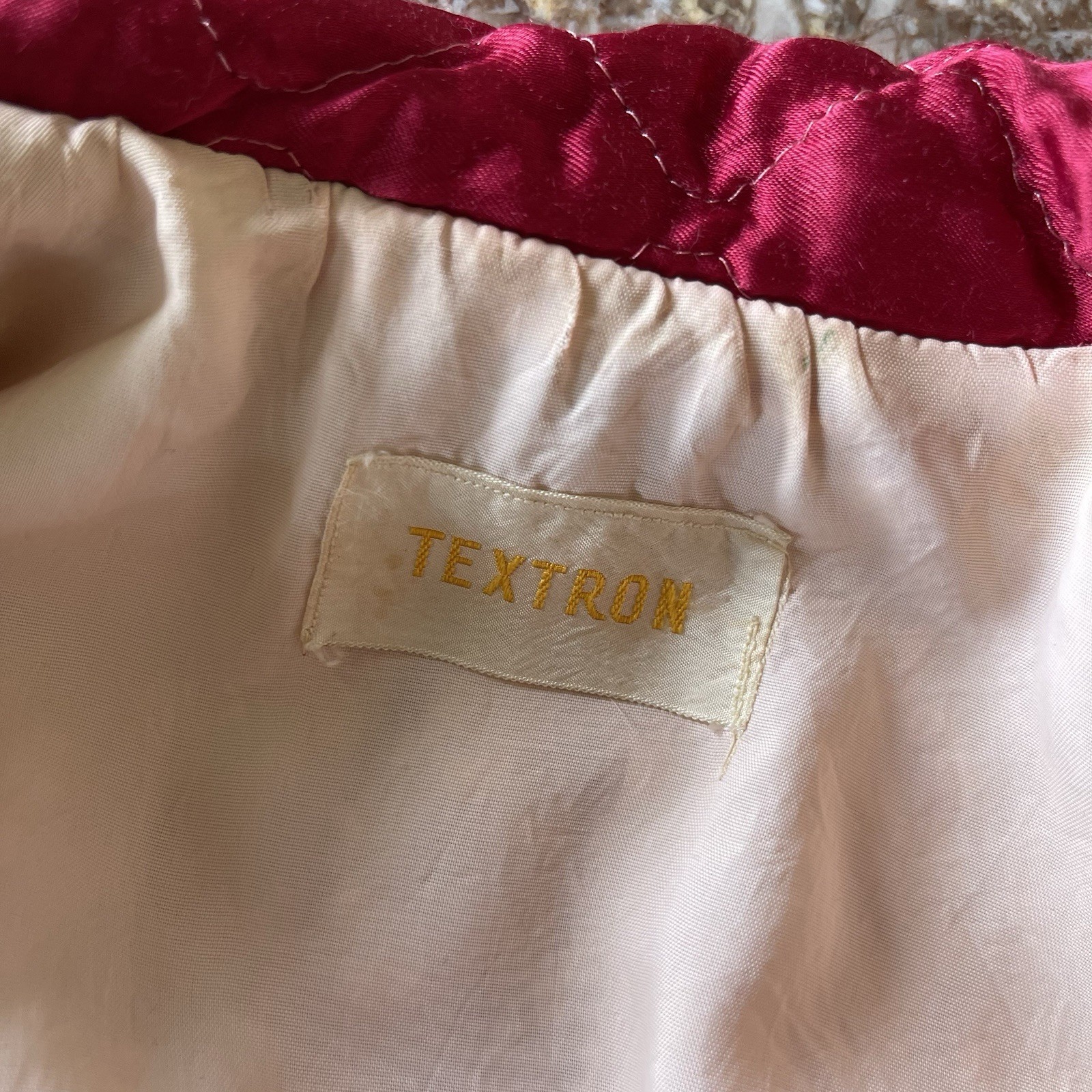 Vintage Textron Quilted Robe Womens Medium Red Satin Long Belted Loungewear