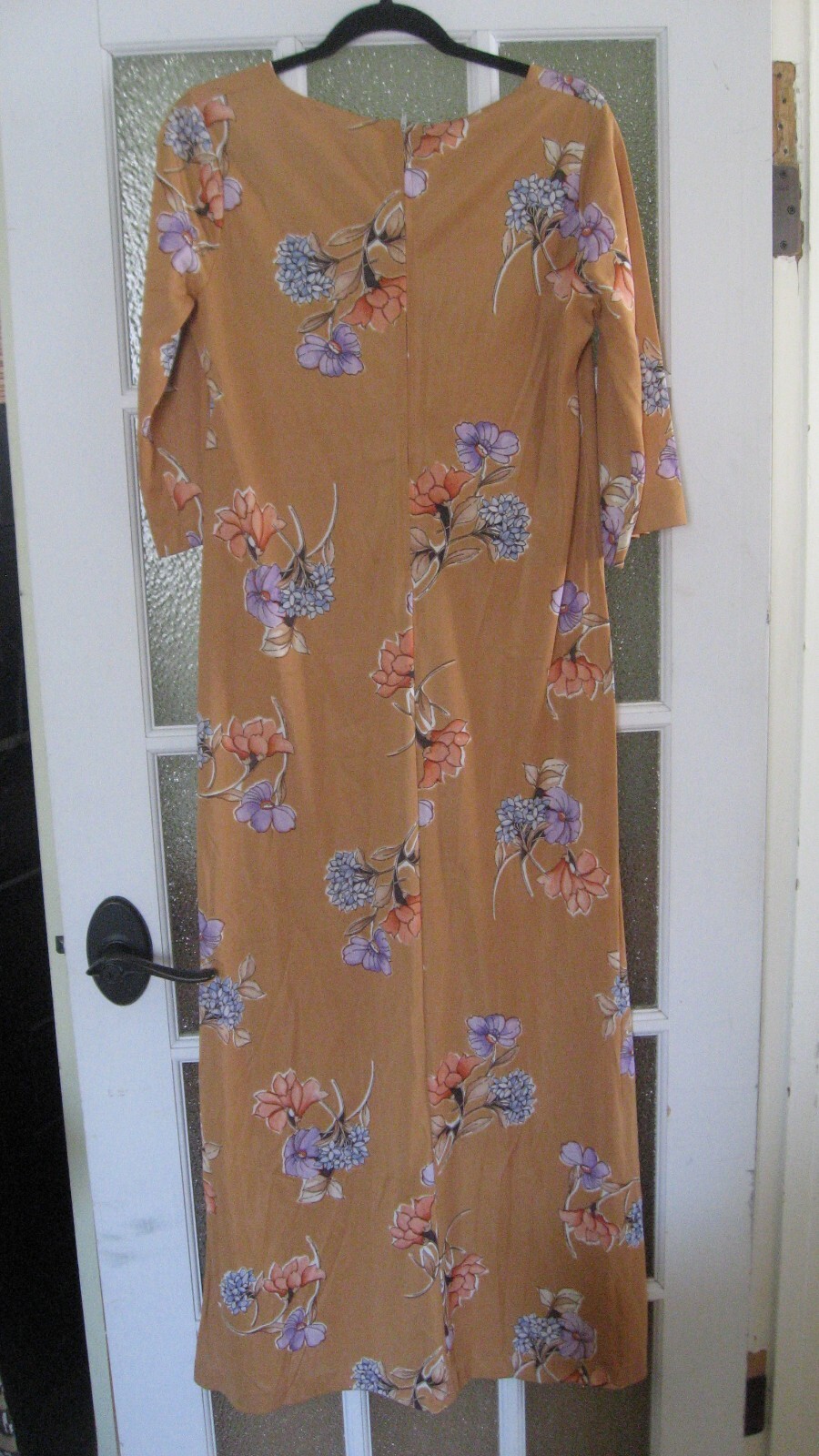 Vintage 70s Peach Floral Long Maxi Dress Hippie Boho Festival Garden Wedding M