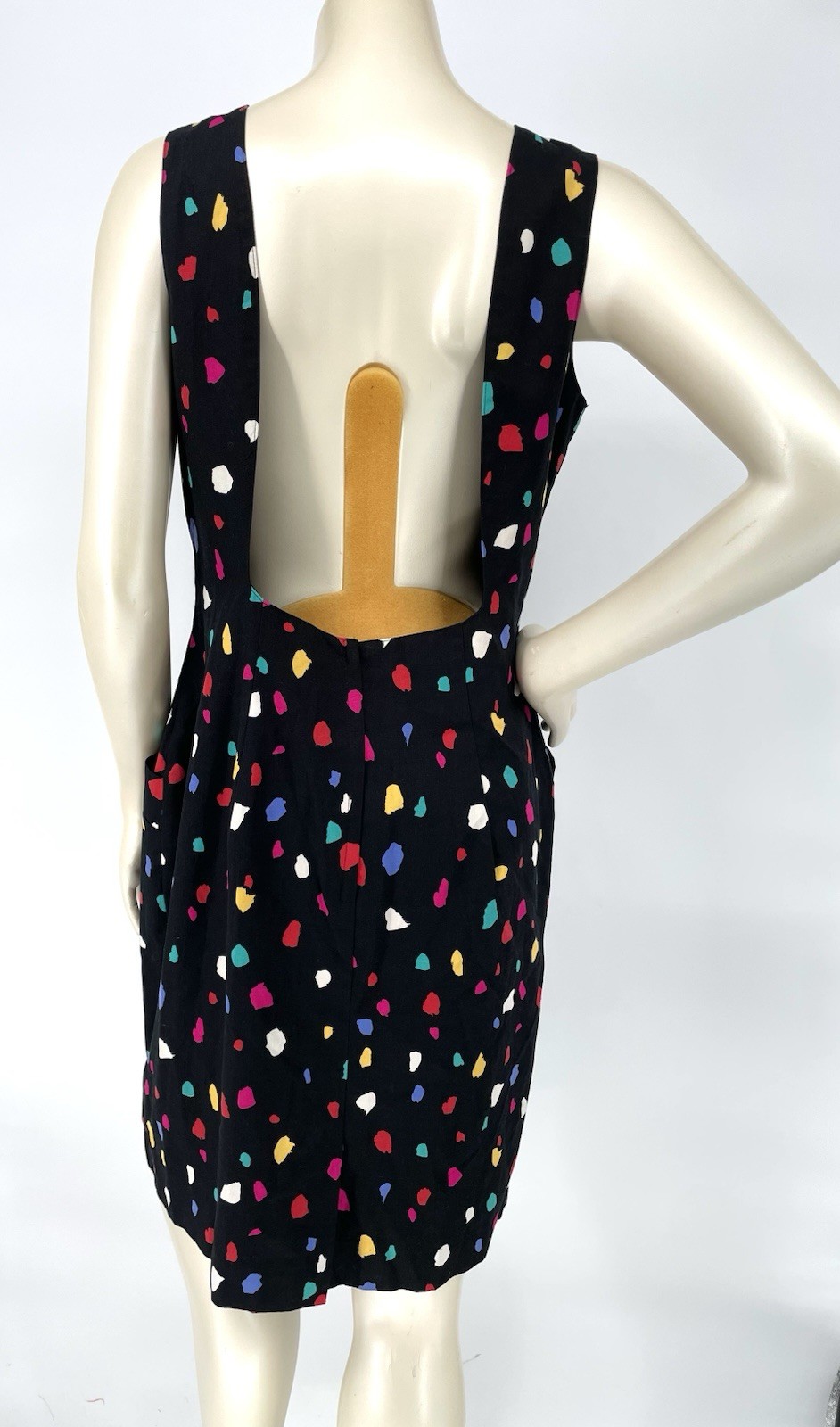 Vintage 80s 90s Abstract New Wave Backless Paint Brush Stroke Summer Sundress