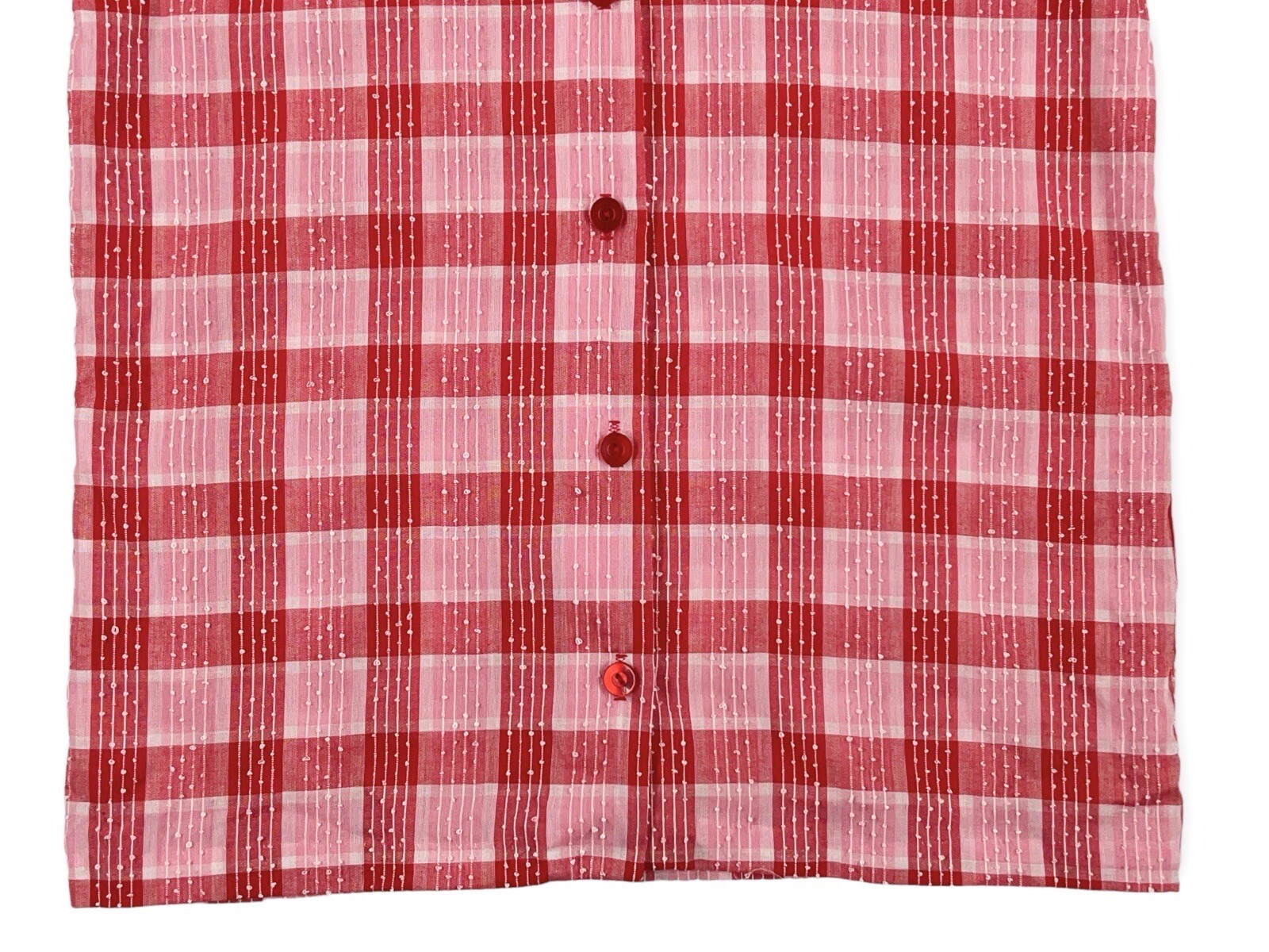VINTAGE 50S RED PLAID SWISS DOT BLOUSE SIZE 14 NEW FASHION CREATION ROCKABILLY