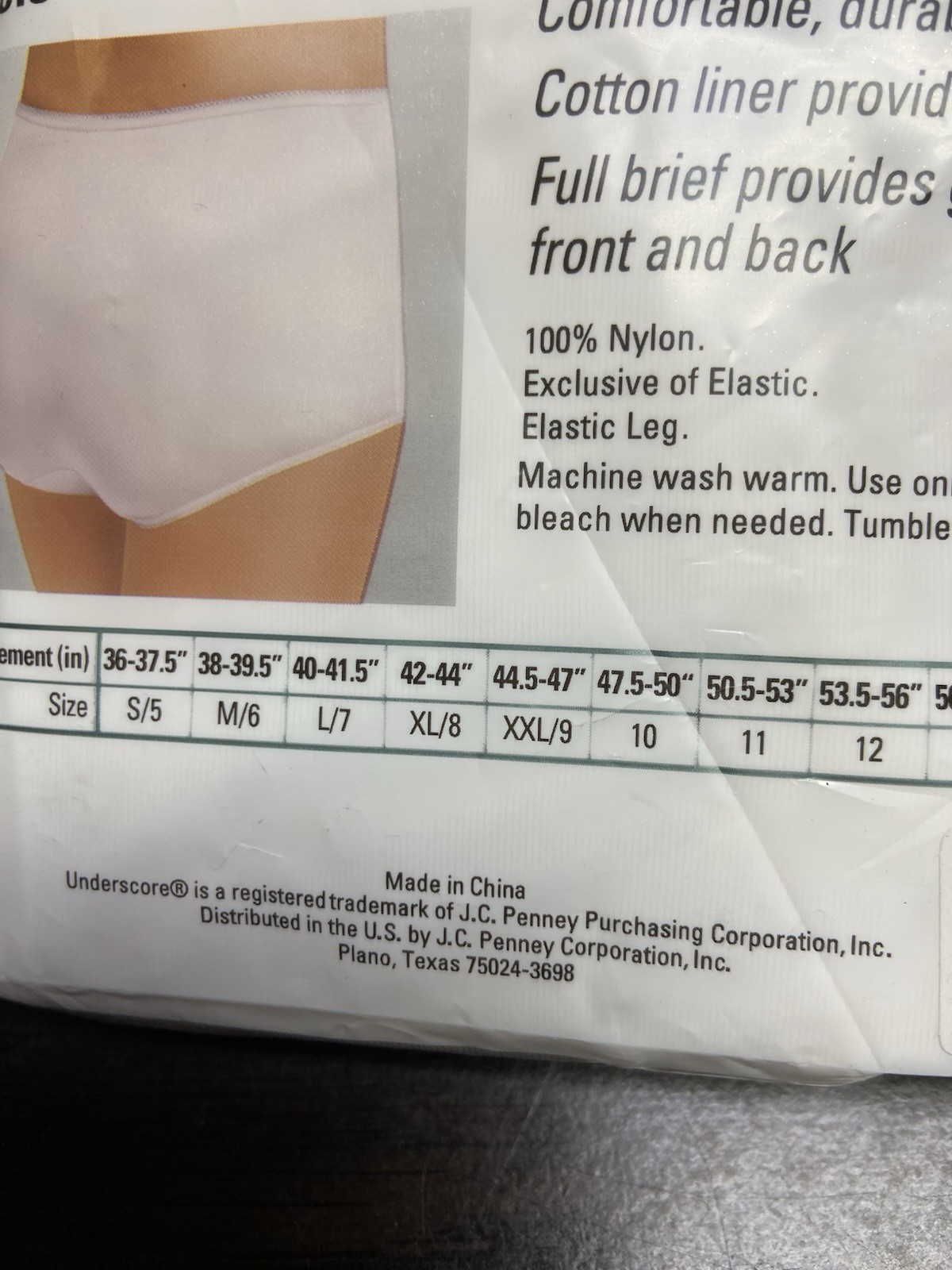 JC PENNY~UNDERSCORE~Full Brief Nylon Sissy Granny NIP~SIZE 8-3 Pairs