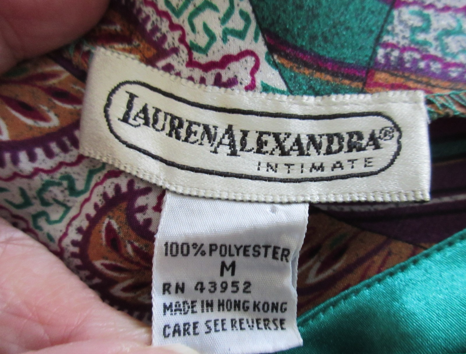 1970’s LAUREN ALEXANDRA midi EMERALD GREEN PURPLE bias chemise nightgown dress M