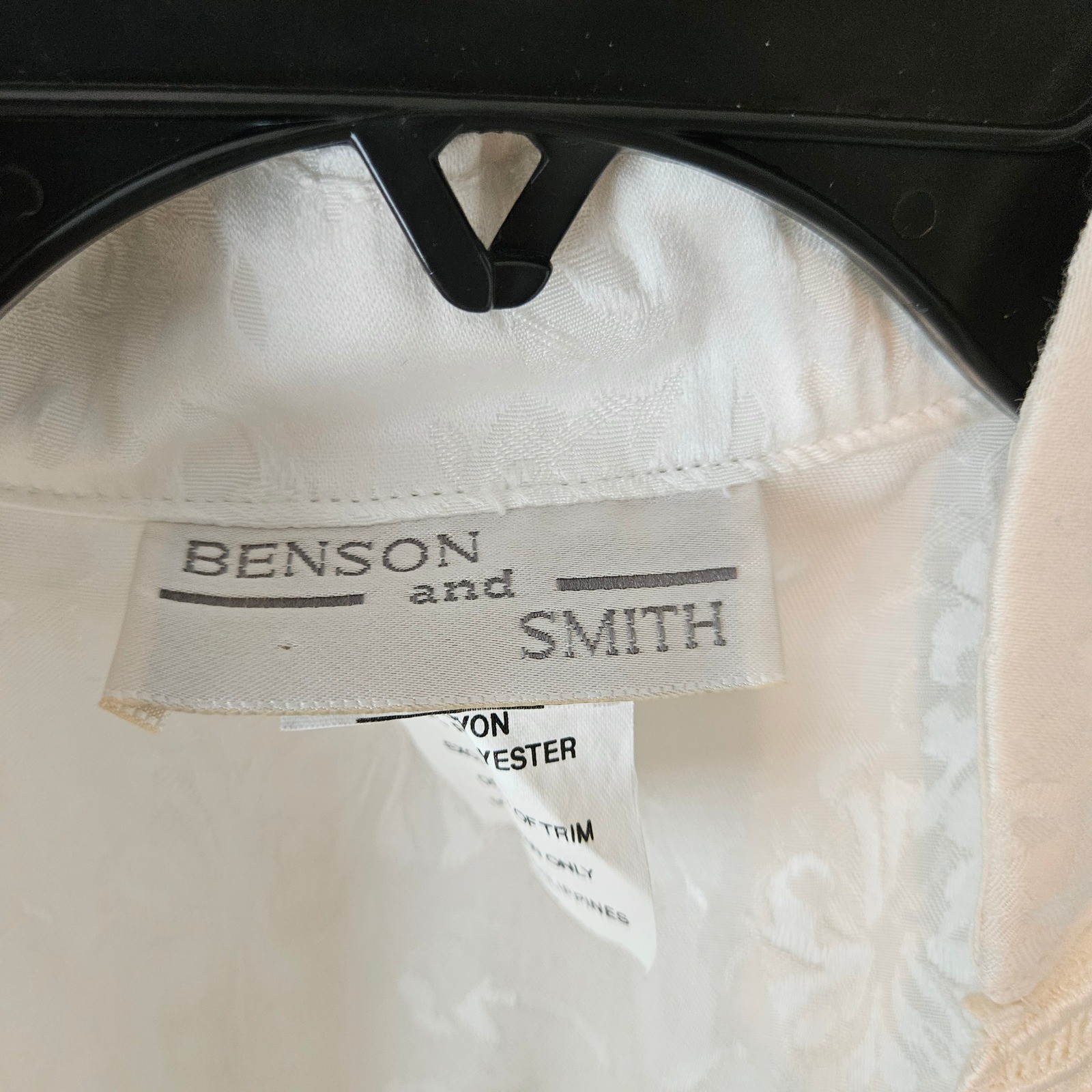 Vintage Benson Smith White Floral Maxi Dress Size 9 Jacquard Button Front Bridal