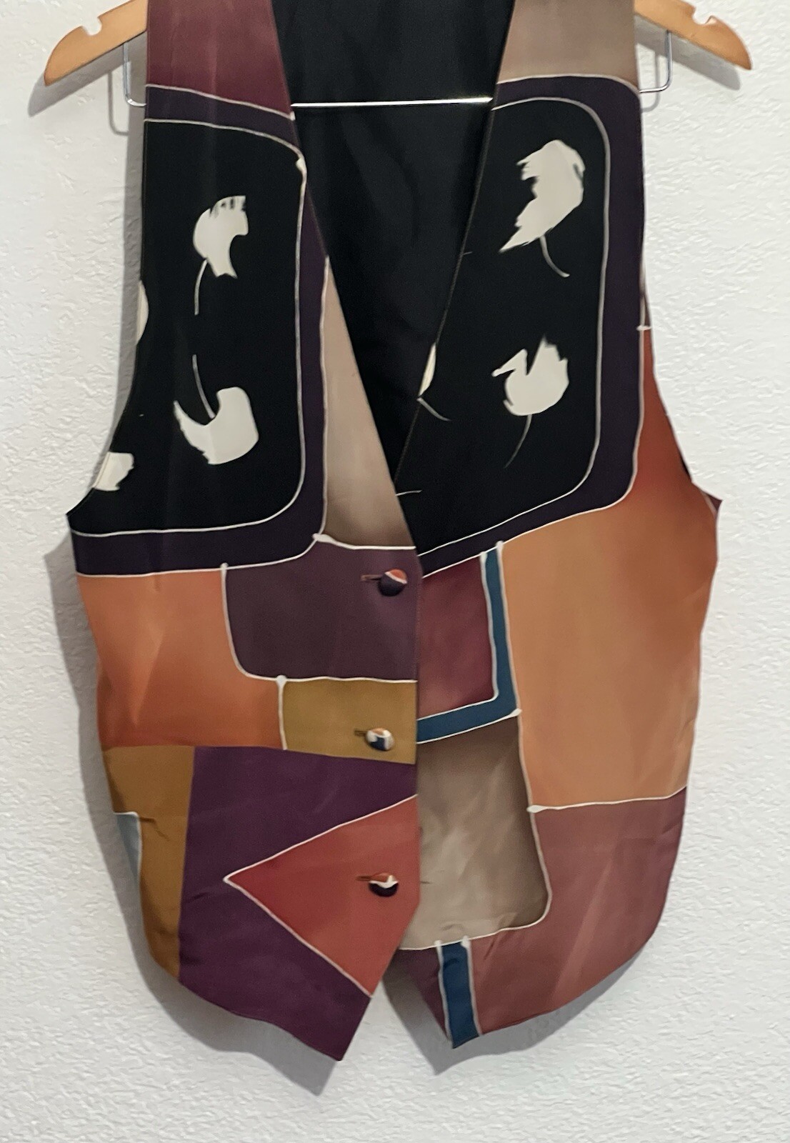 Vtg Shekina Forms Silk Art To Wear Artsy Y2K Abstract Colorful Women’s M/L Vest