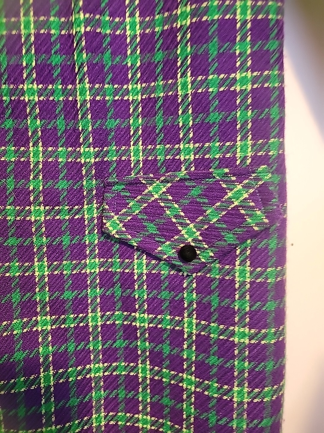 Vintage 60s/70s Lilly LONDON Purple Green Plaid Mini Twiggy 36 Long Sleeve