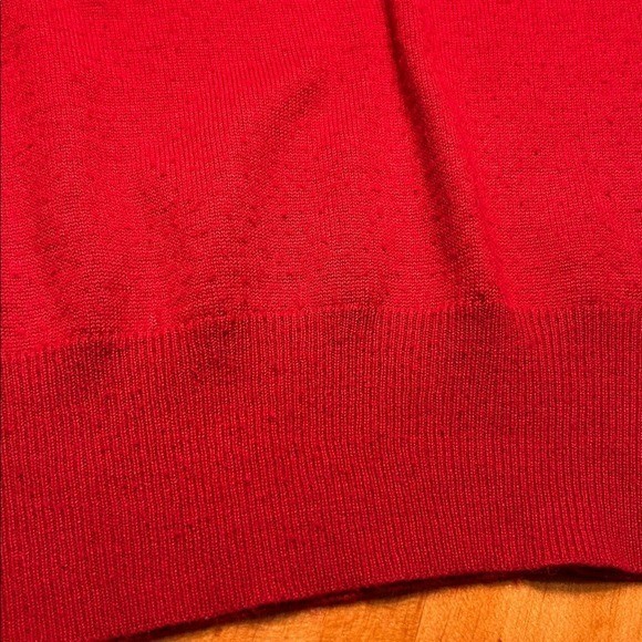 Evan-Picone Preppy Quiet Luxury Red Mock Neck Wool Blend Knit Sweater Vintage