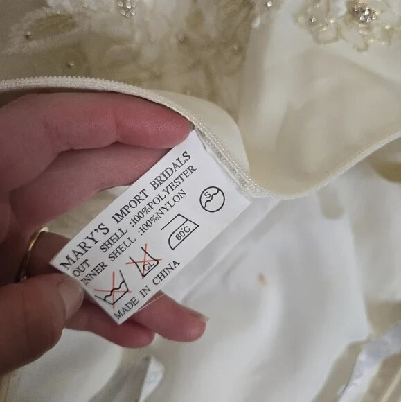 Moda Bella Vintage Off White Embroidered Gold Wedding Dress Gown with Train
