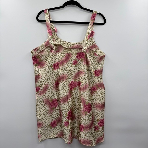 Vintage shabby chic Chemise Slip Dress Nightie Bows Satin Sante Classics Sz L