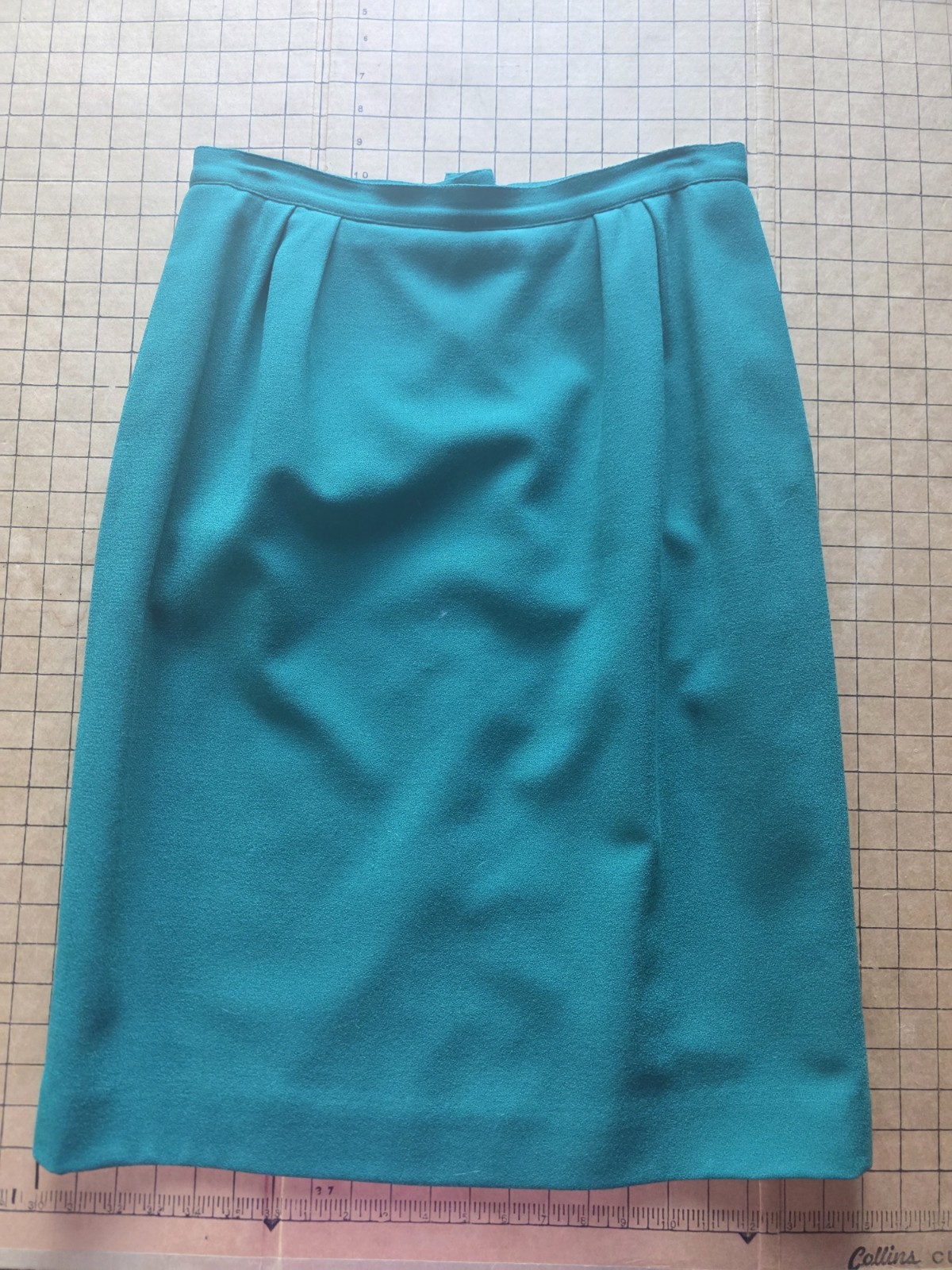 VTG Herbert Grossman Talbots Teal Green 100% Wool Skirt Suit Set Sz 14 Fits M/L