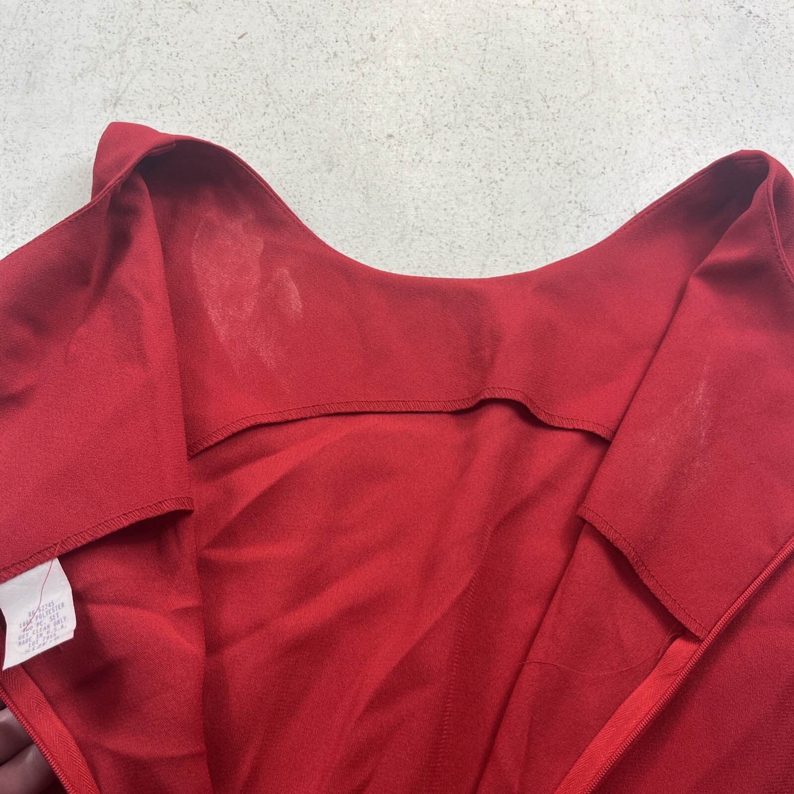 Vintage Sheath Dress. Red. Size 8. Sleeveless. Applique Trim