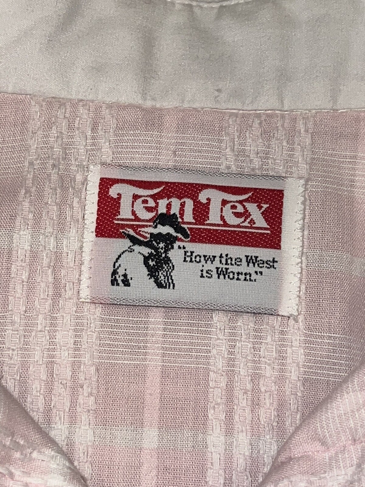 Vintage 70s Tem Tex Cowboy Pink Western Shirt Womens Pearl Snap Chain Pattern