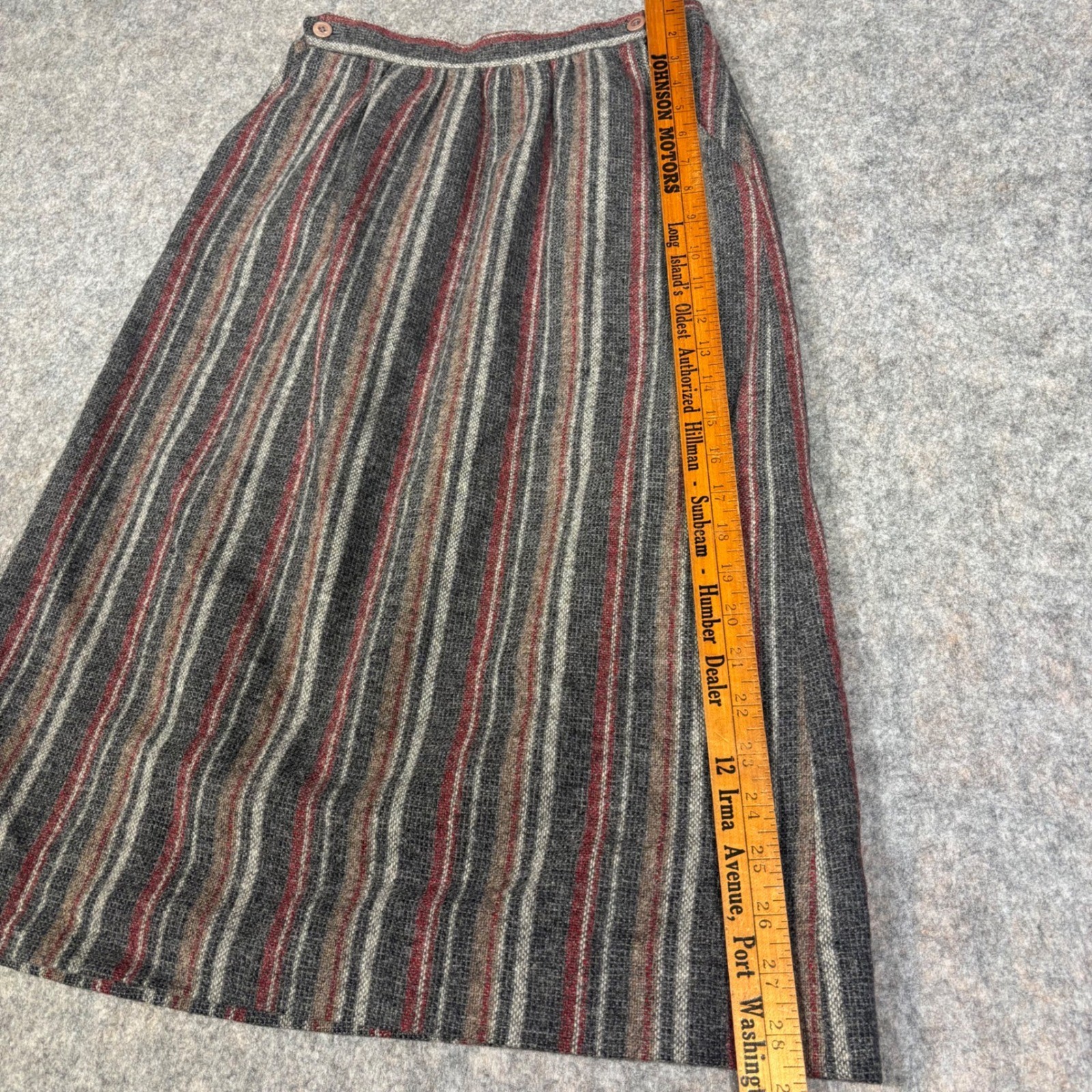Barclay Square Striped Midi Skirt Womens XXS (24″) USA Made Wool Mohair VTG