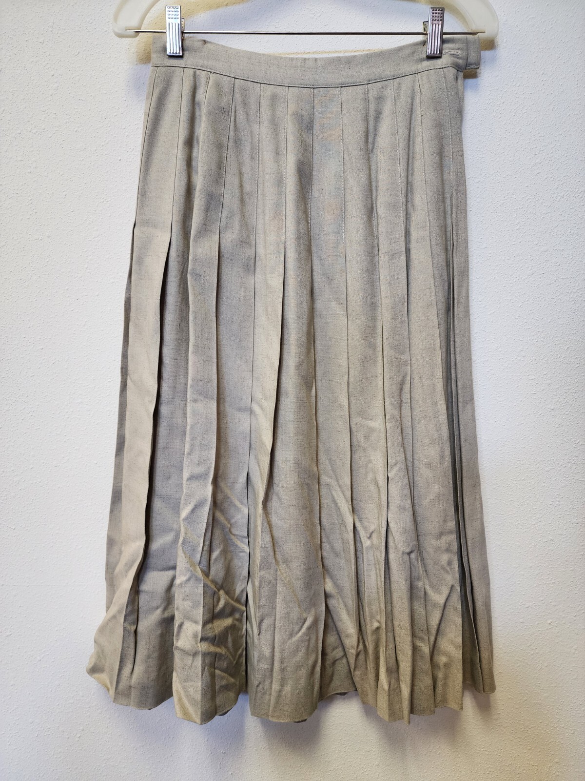 Vintage Skirt 8 kgr USA Rayon Linen Blend Pleated Zip Maxi Granny Minimalist