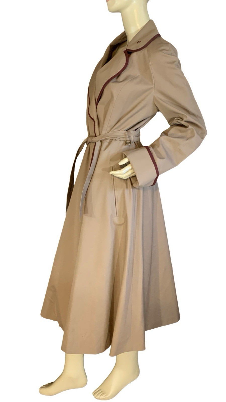 ETIENNE AIGNER VINTAGE 1970’S BROWN & BURGUNDY TRENCH COAT SZ 10