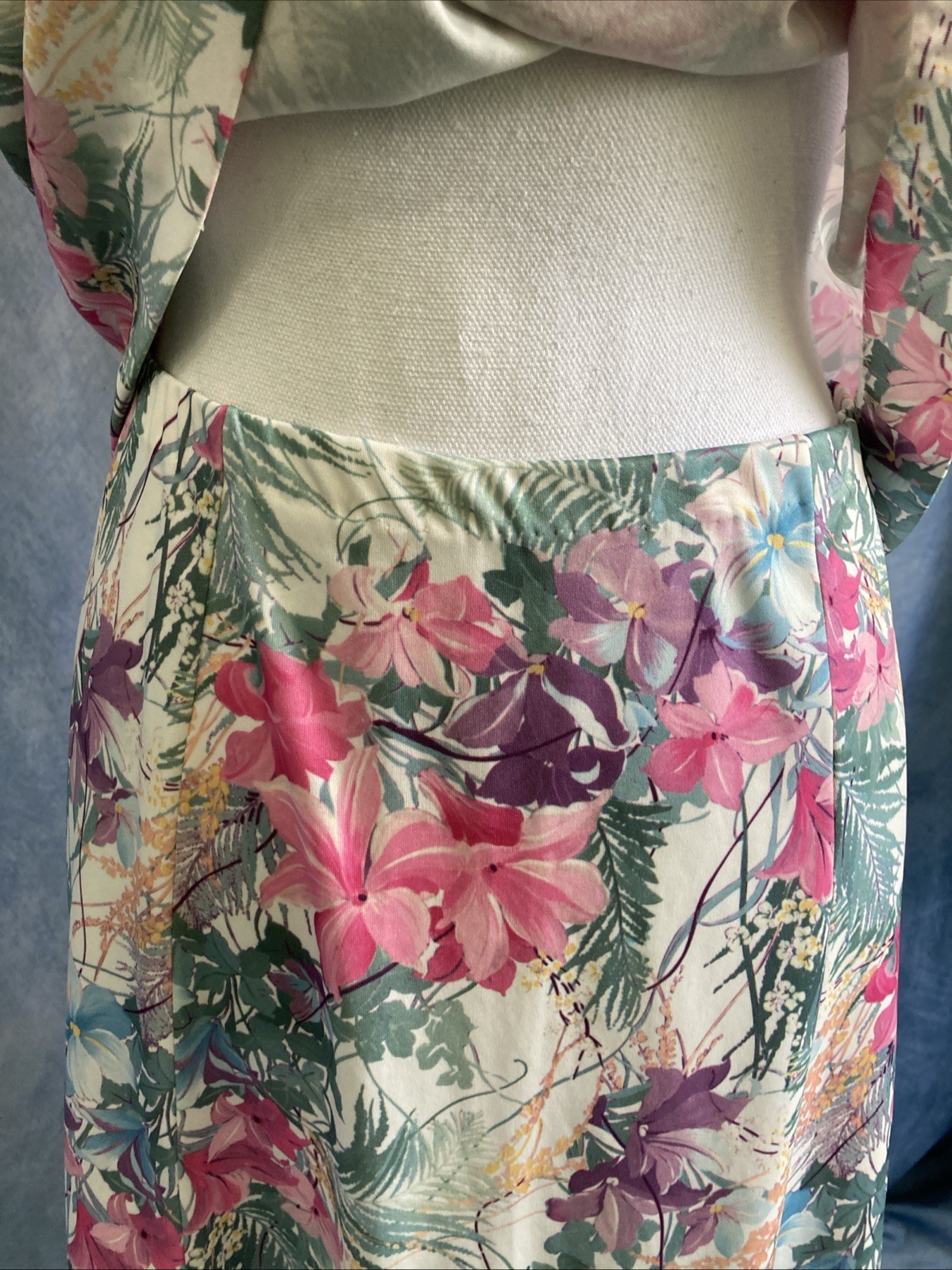 Vtg 80s Cottagecore Floral Skirt Set 2pc Popover Flutter Sleeve Secretary XS S