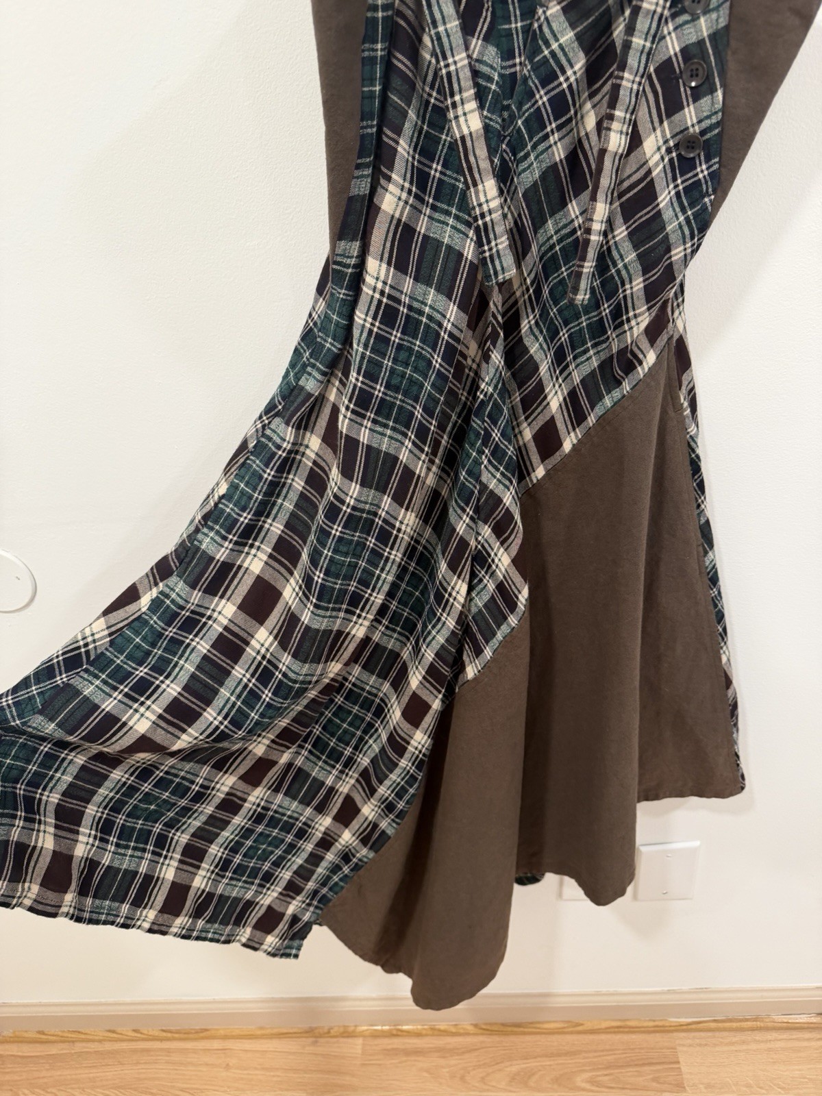 Y’s Yohji Yamamoto Asymmetrical Plaid Linen Cotton Sz S Made/Purchased in Japan