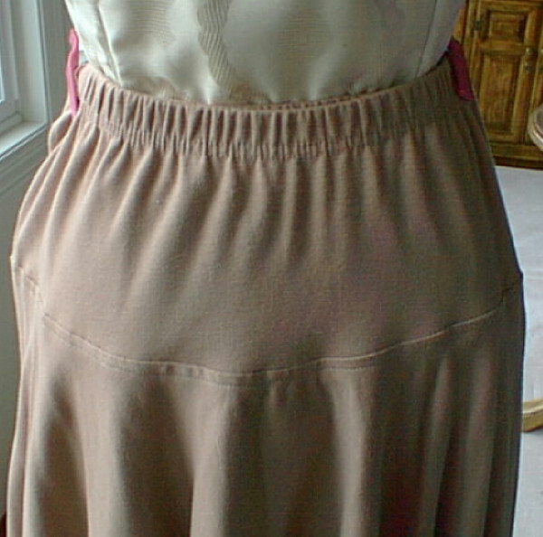 VTG Molto Fino SKIRT Midi Long 100% Cotton Sz S, Yoke at the hips Elastic Waist