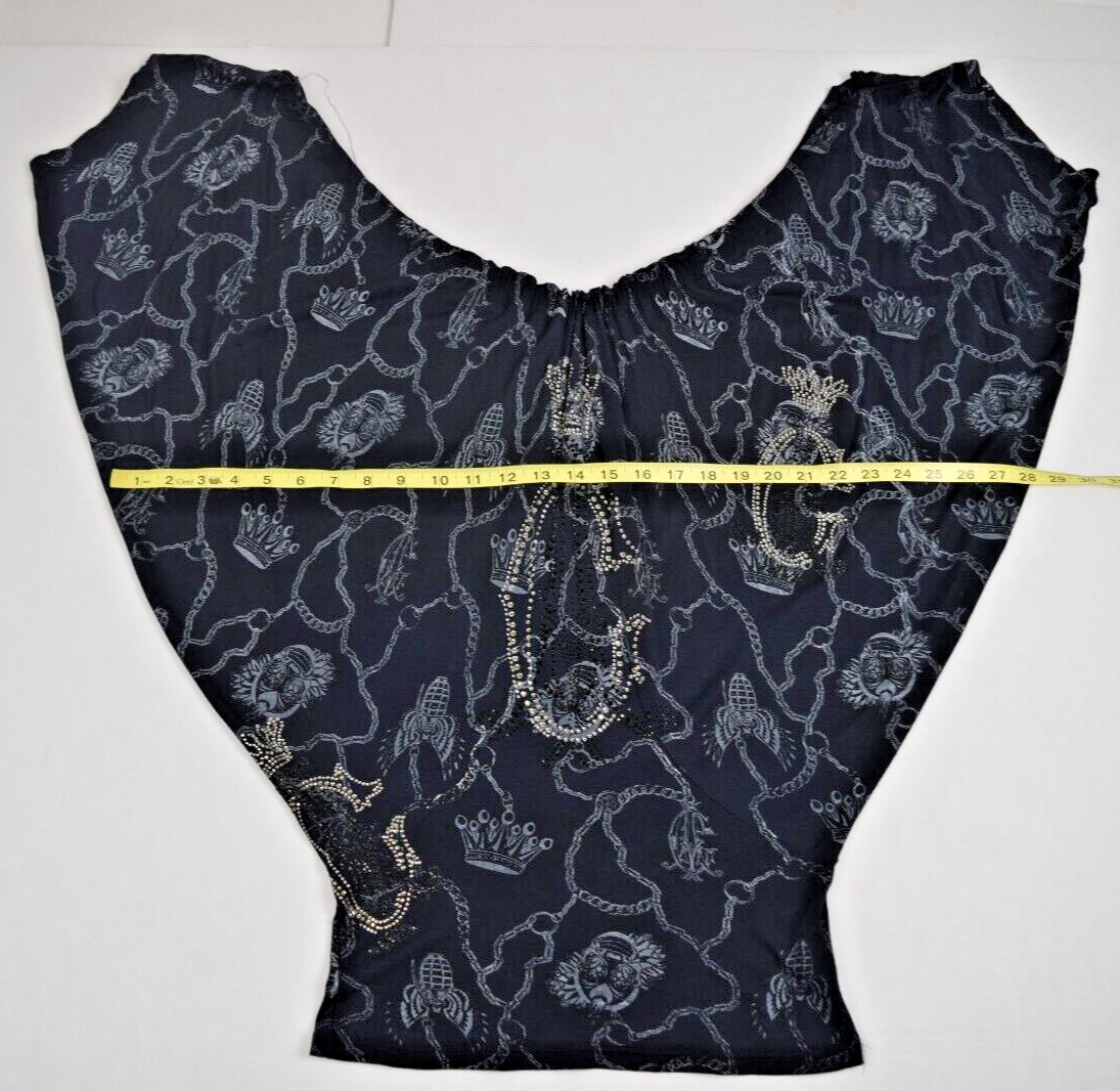 Vintage Dress Christian Audigier Size S/M 90s Black Gold Crowns Grenades USA