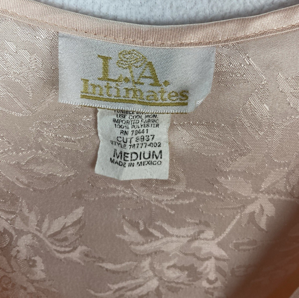Vintage L.A. Intimates Nightie Women M Pink Floral Button Up Satiny READ