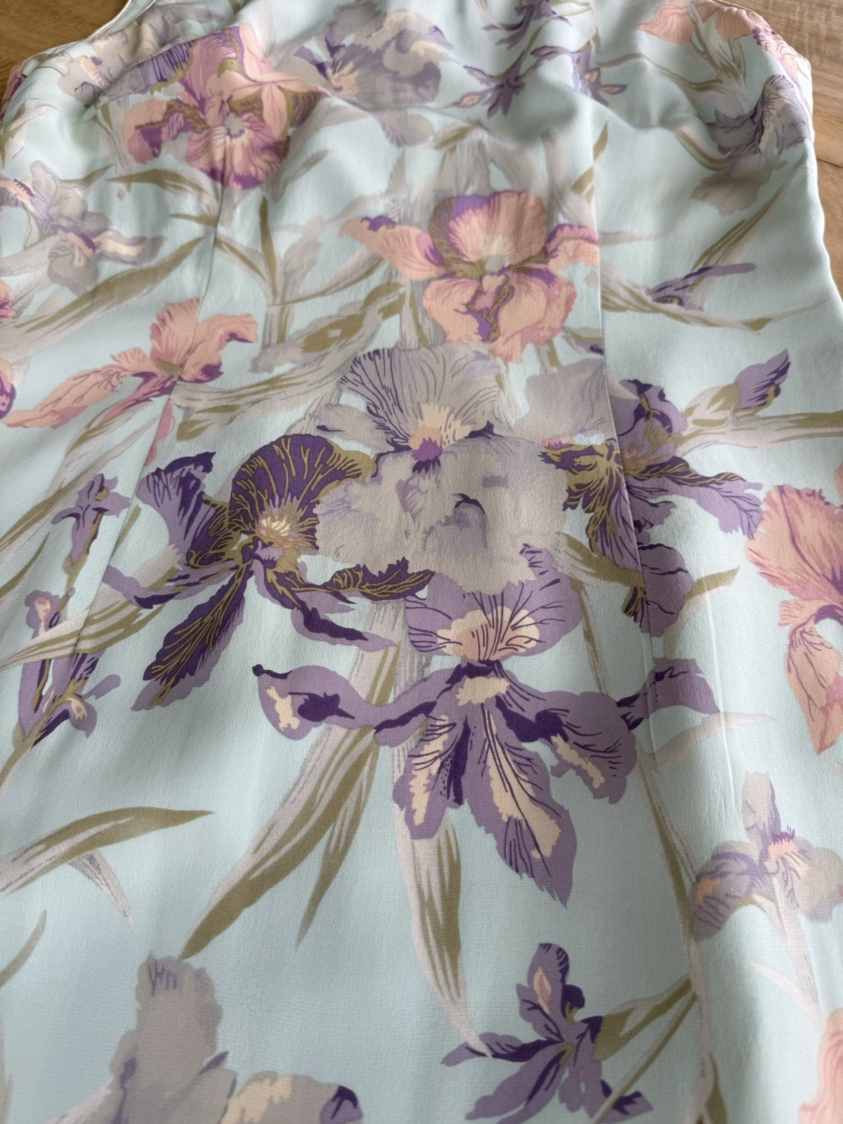 VTG Women’s Sz 6 100% Silk Floral Sheath Lined Dress Pastel Iris Print Y2K EVC