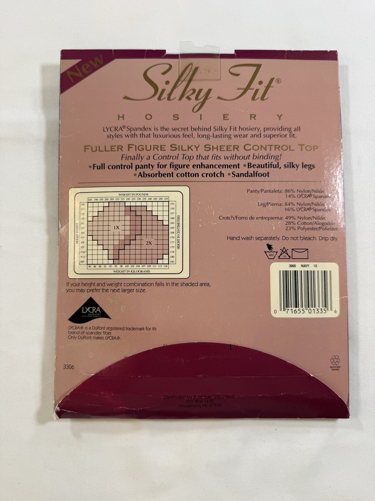 Silky Fit Hosiery Fuller Figure Control Top Pantyhose Navy Queen 1XL Vintage