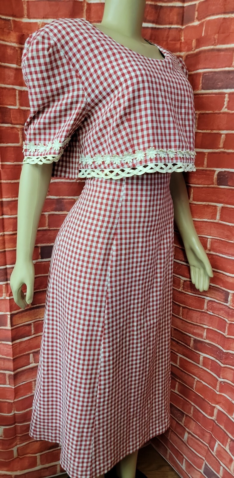 Plaza South Vintage 80’s Red White Cottagecore Size 10 Women’s Dress #W