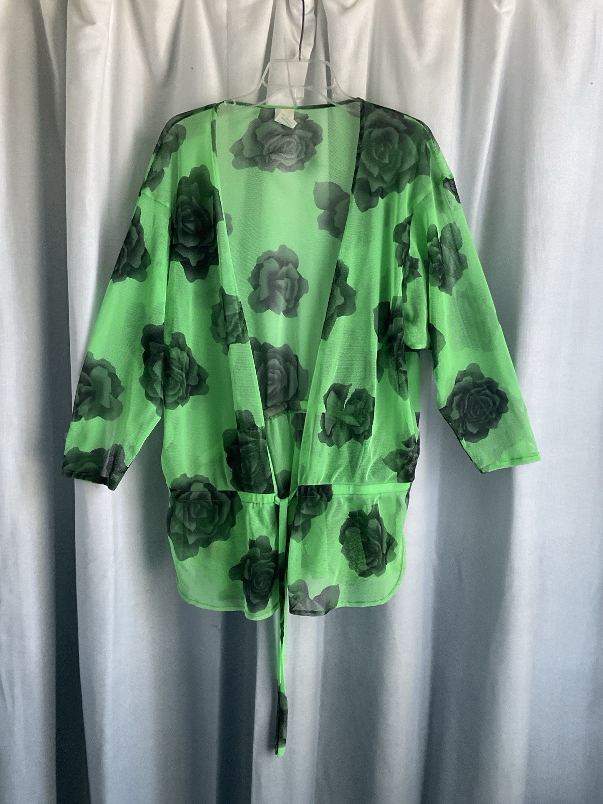 GOTTEX Vintage 80s Swim Coverup/ Kimono Floral Print Mesh Size M RARE!