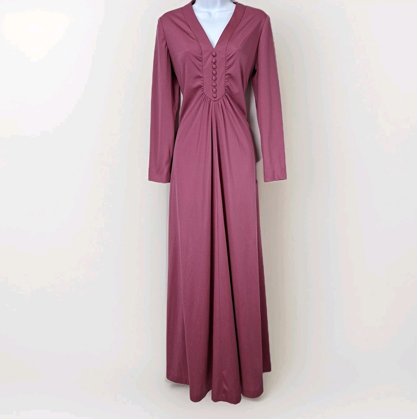 VTG 70s maxi Dress Large prom Hostess Mod Hippie Boho Bridesmaid Mauve Homemade