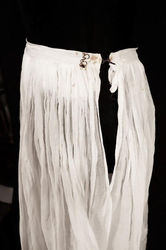 Antique Edwardian French White Sheer Pleated Cotton Petticoat Size 28-29″ Waist