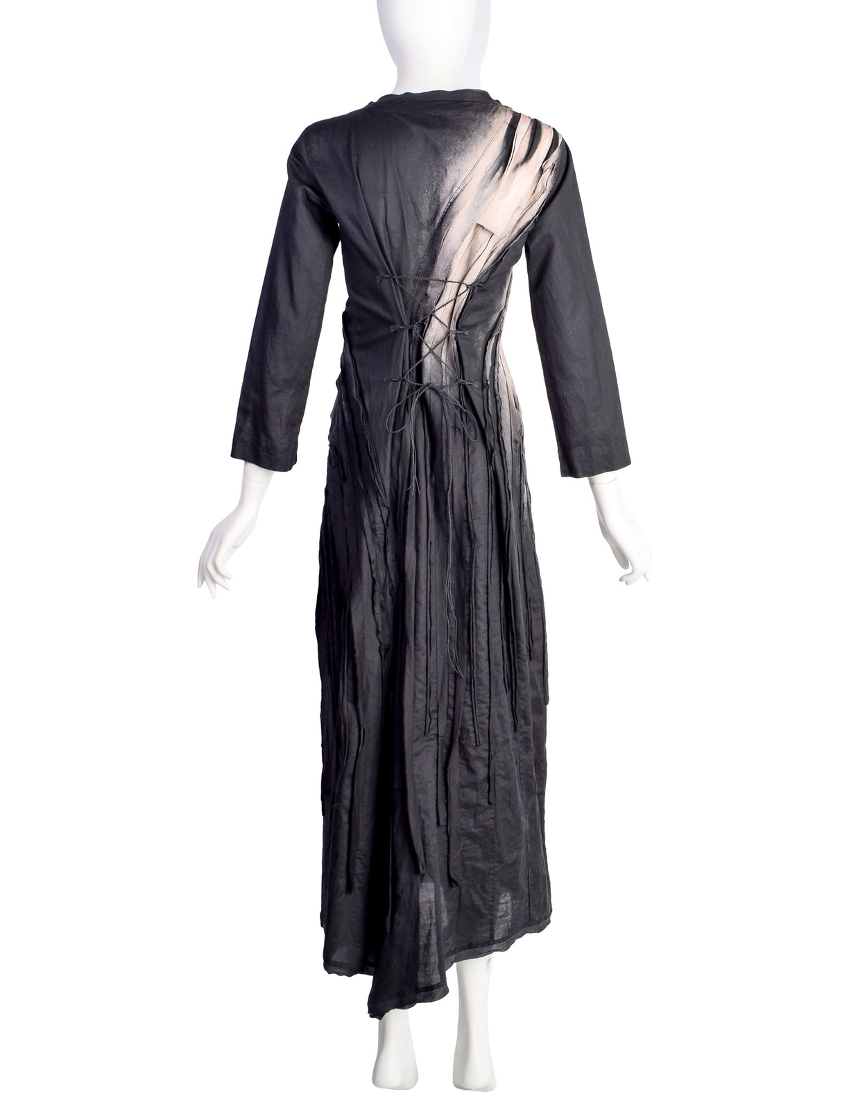 Issey Miyake Vintage SS 2006 Black Sand Distressed Overdyed Gathered Pleated Dre