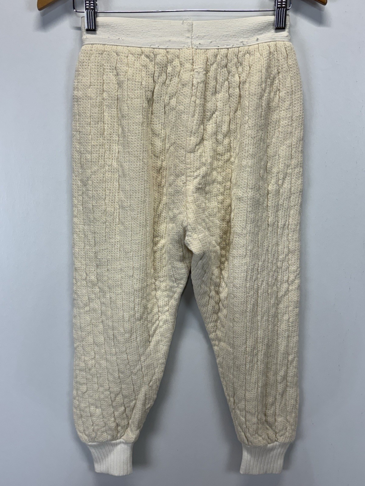 Vtg Sears Quilted Thermal Long John 2 Pc Set Sz M L Ivory 60s Flame Resistant
