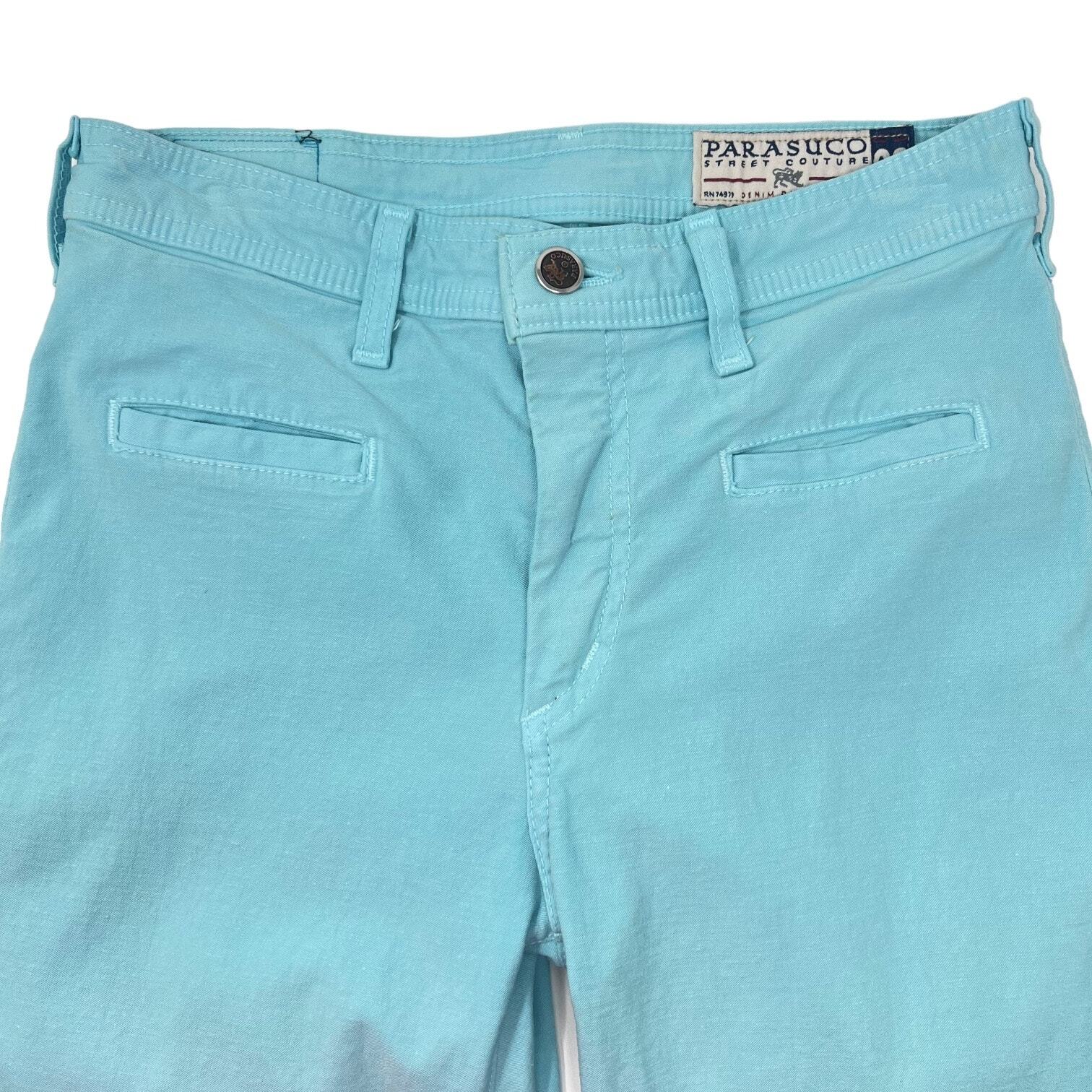 Vintage Parasuco Jeans (S) Turquoise Stretch Mid-Rise 80s/90s Canada 8016