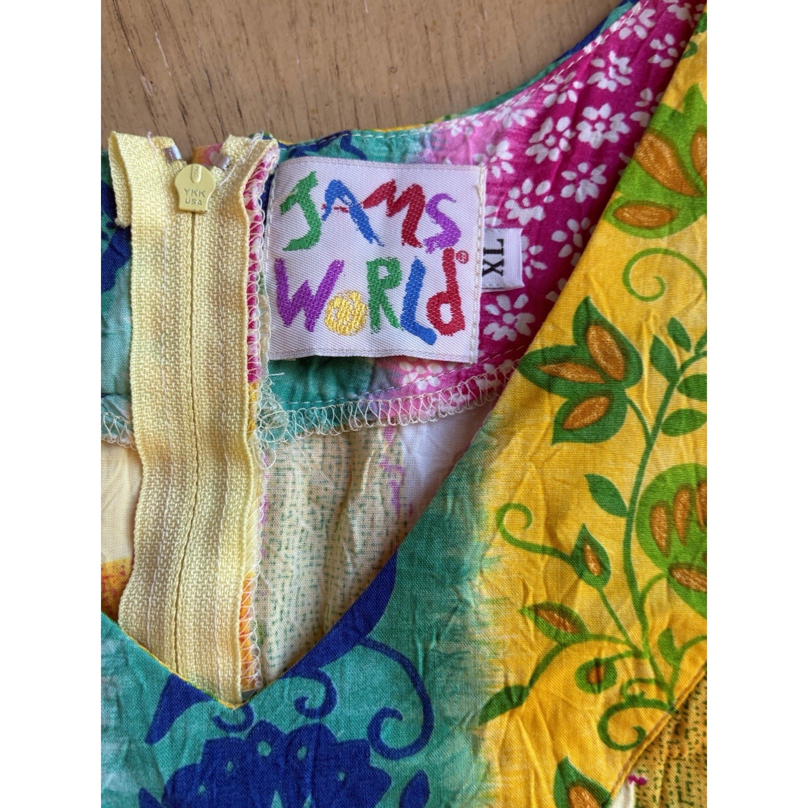 VTG Jams World Floral Dress XL Tropical Shift Relaxed Boho Casual Beach Resort