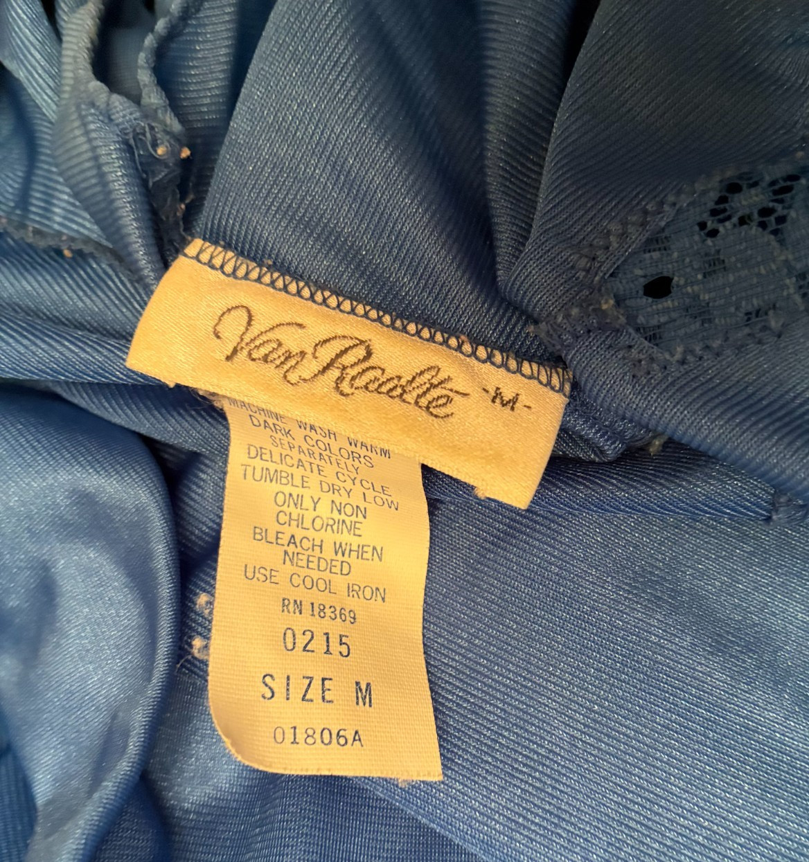 Vintage VAN RAALTE PEIGNOIR SET Medium ROYAL BLUE Sweep GOWN Long ROBE Lace 0215