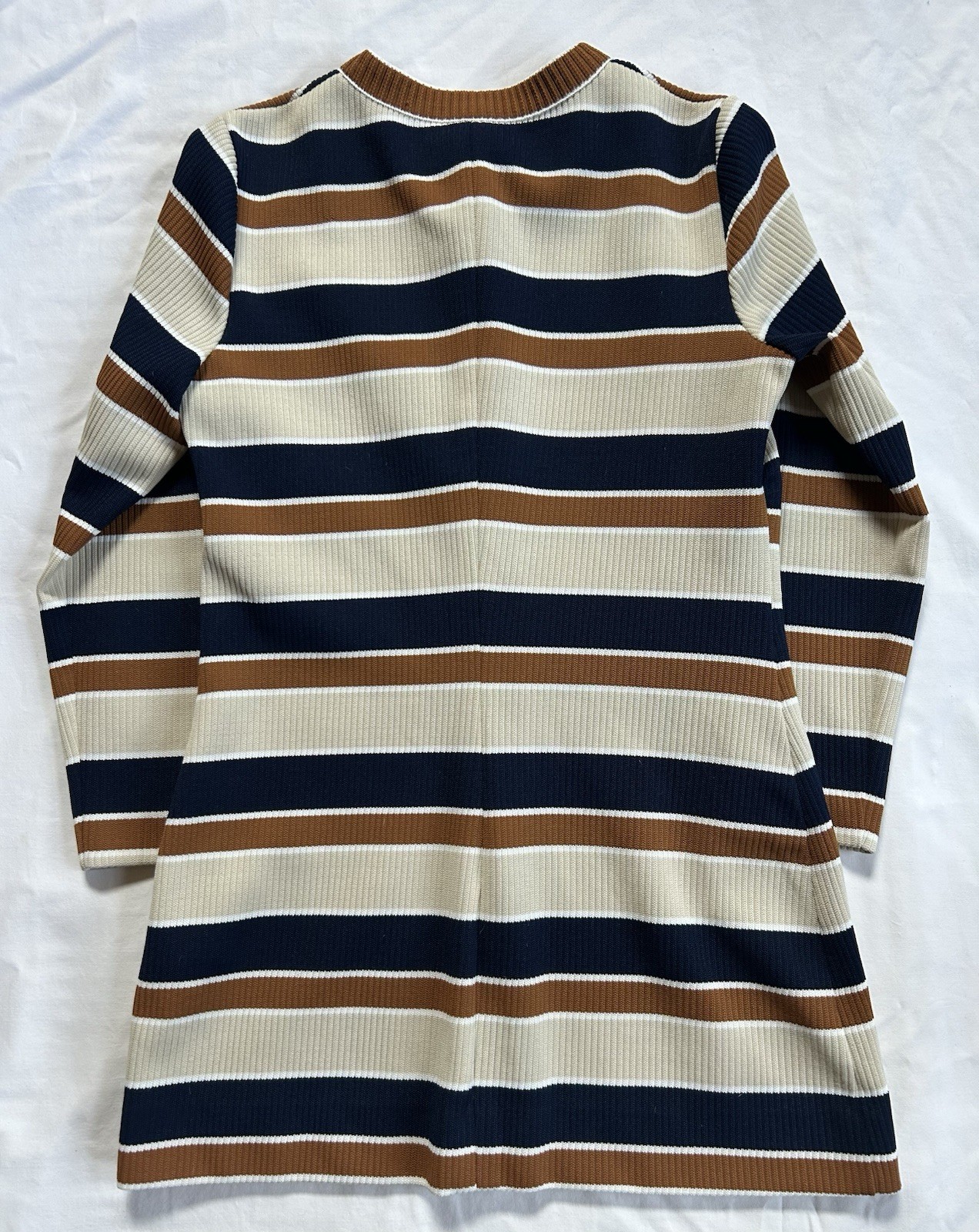 ILGWU Vintage 70s 80s Knits Sheath Dress USA Navy, Brown Small