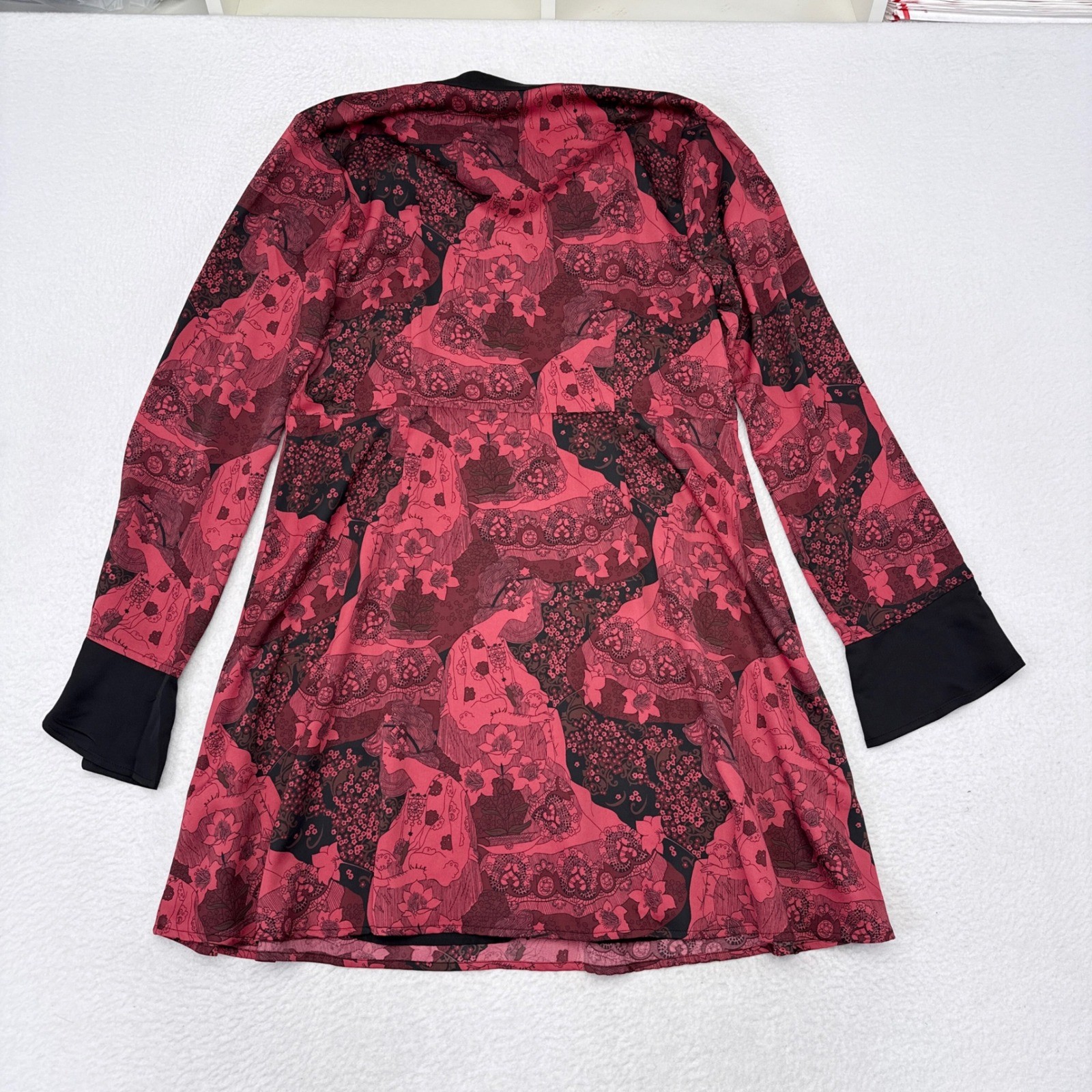 ModCloth Retro Romance Dress Size 10 Red Black Whimsical Fairy Gothic Indie