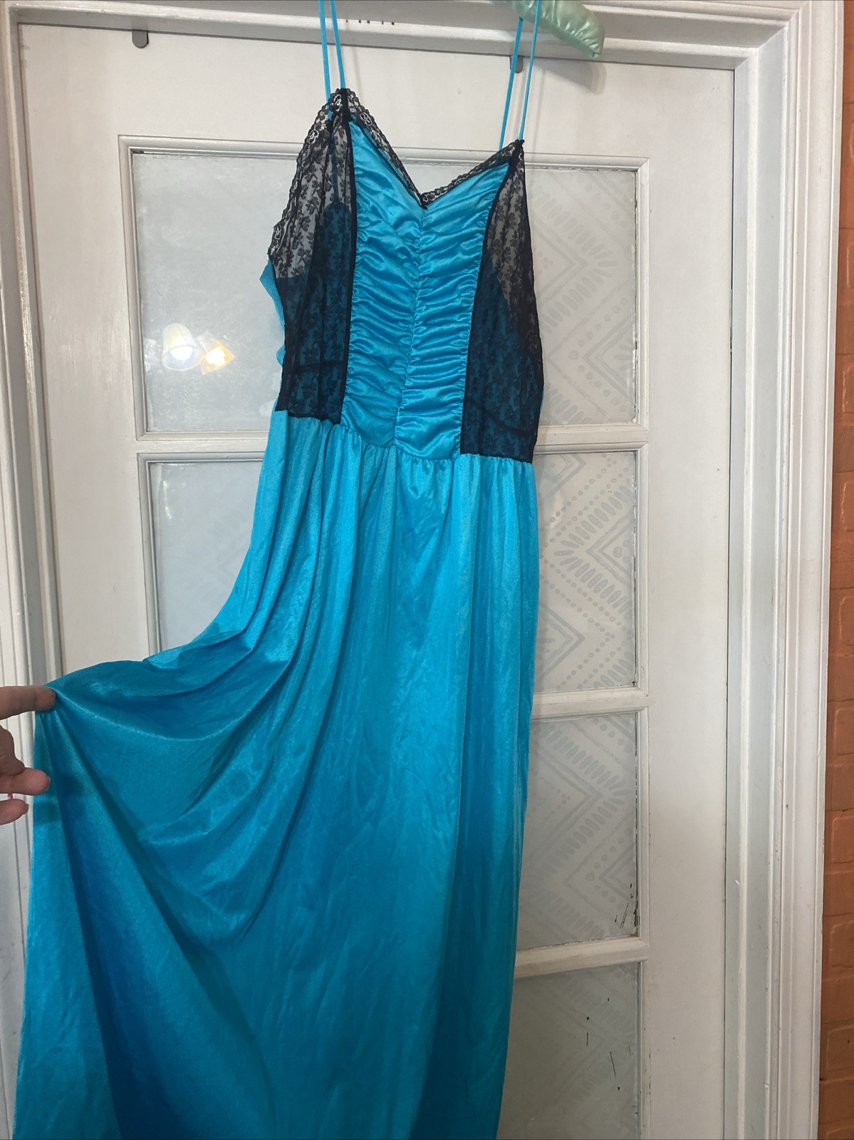 Vintage Undercover Wear Turquoise + Lace Olga Style Nightgown Full Sweep Medium?