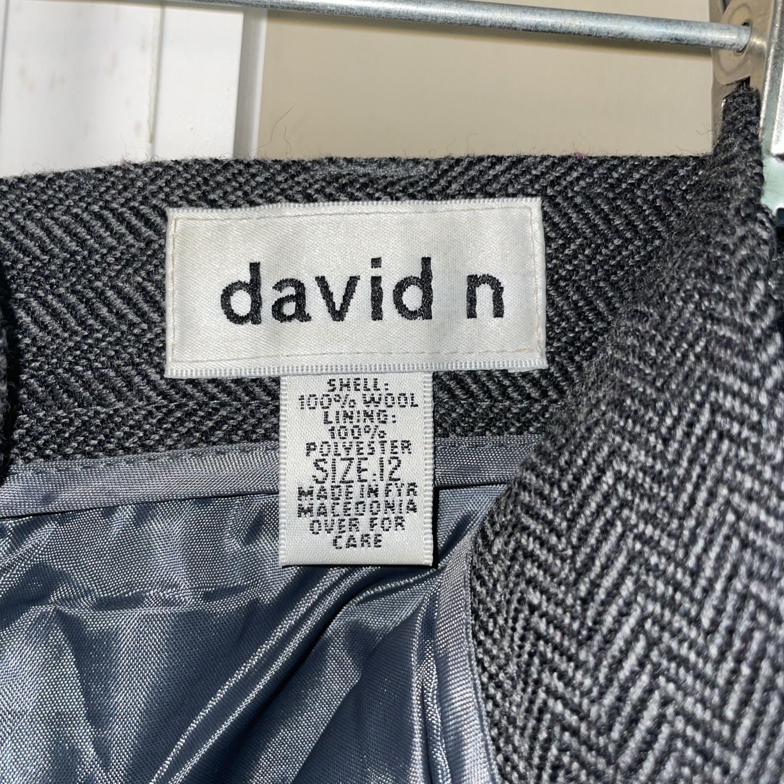Vtg 1980’s David N. Sz 12 Herringbone 100% Wool Trousers High Waist Vintage