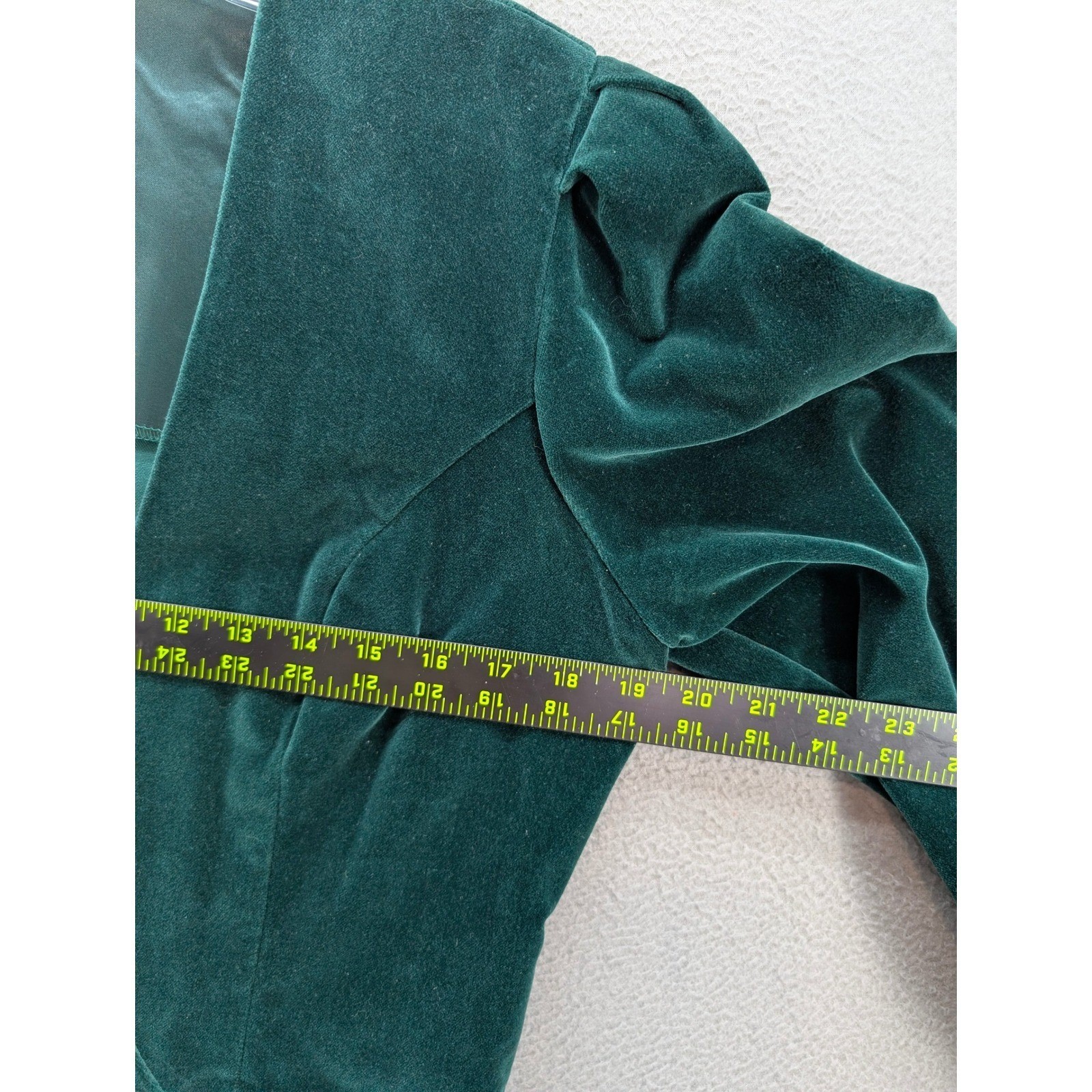 Vtg Maggie Breen Velvet Cropped Jacket Women 10M Green Puff Sleeve USA Retro 80s