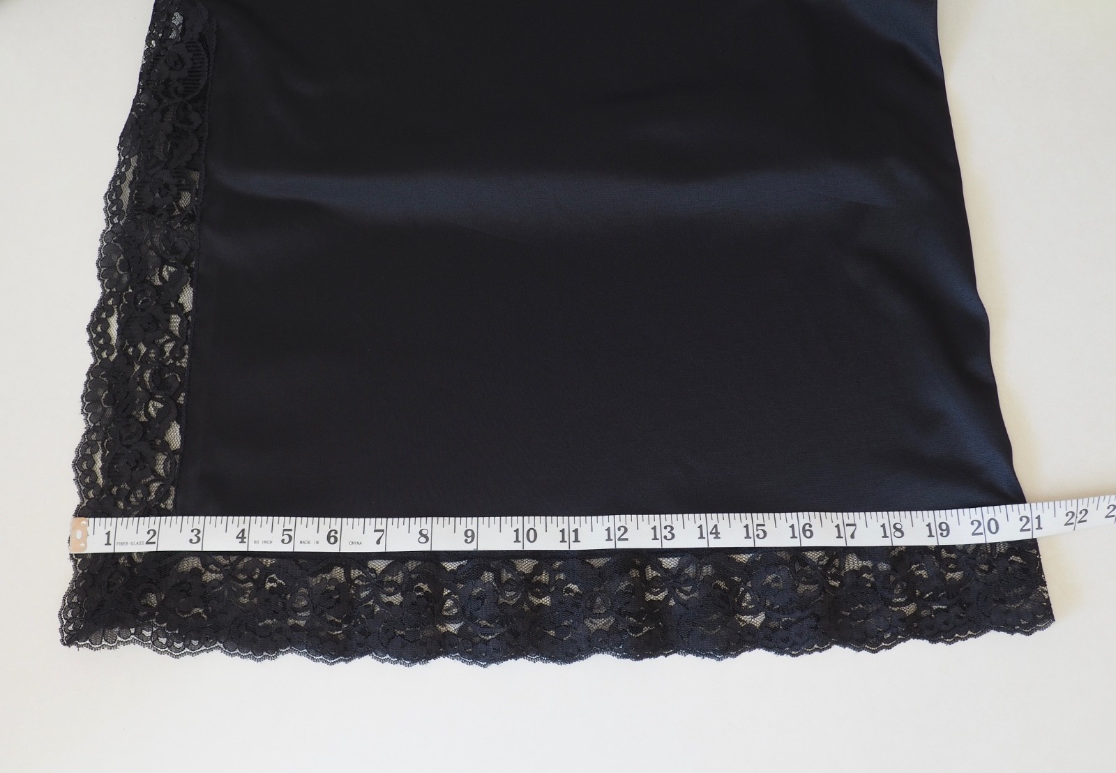 Vintage 70s JC Penney Long Half Slip Antron Nylon Maxi Lace Black Medium ILGWU