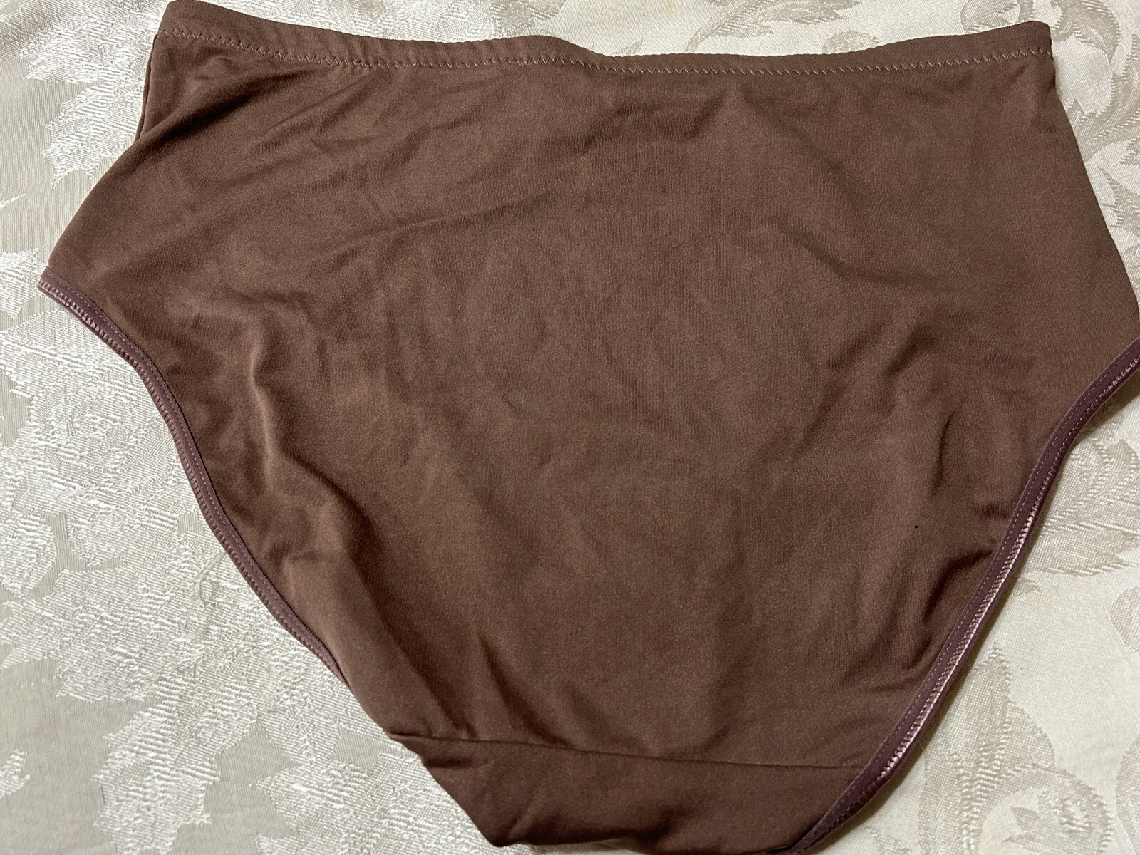 Vtg INTIMATES 3042 Polyester Lace Inserts Hi-Cut Sz 9/2XL Brown Panties #71