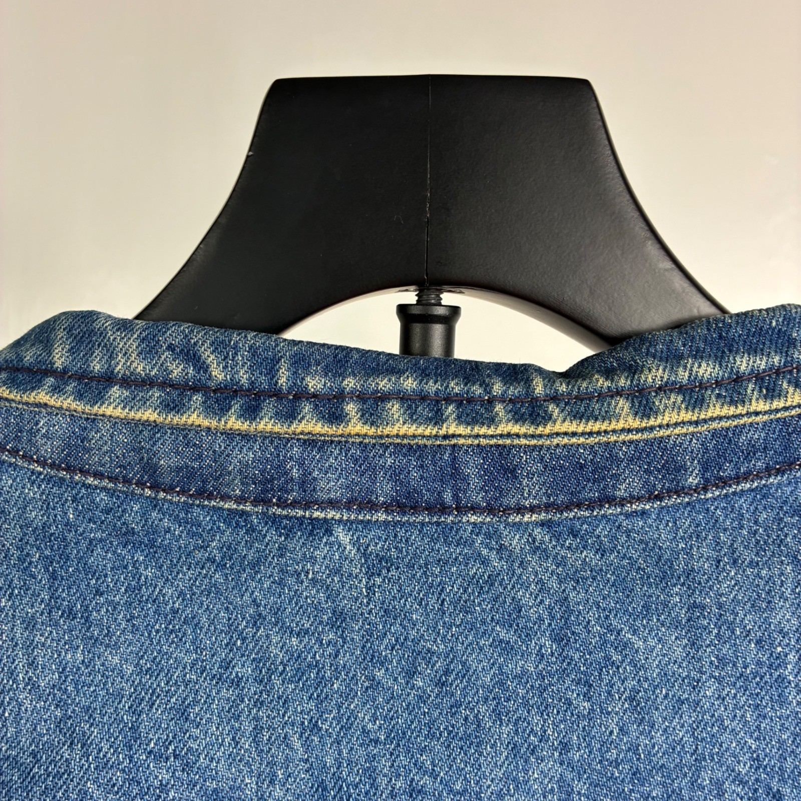 Vtg 80s GUESS by Georges Marciano Colorblock Fringe Denim Jacket AcidWash Bomber